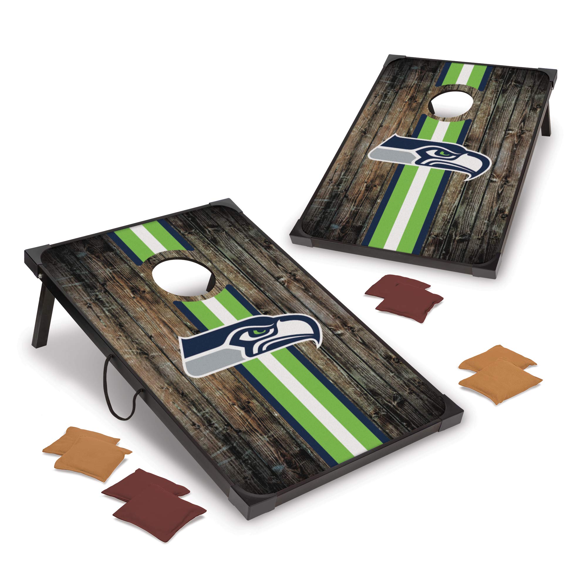 NFL Pro Football 2' x 3' MDF Wood Deluxe Set by Wild Sports, Comes with 8 Bean Bags - Perfect for Tailgate, Outdoor, Backyard