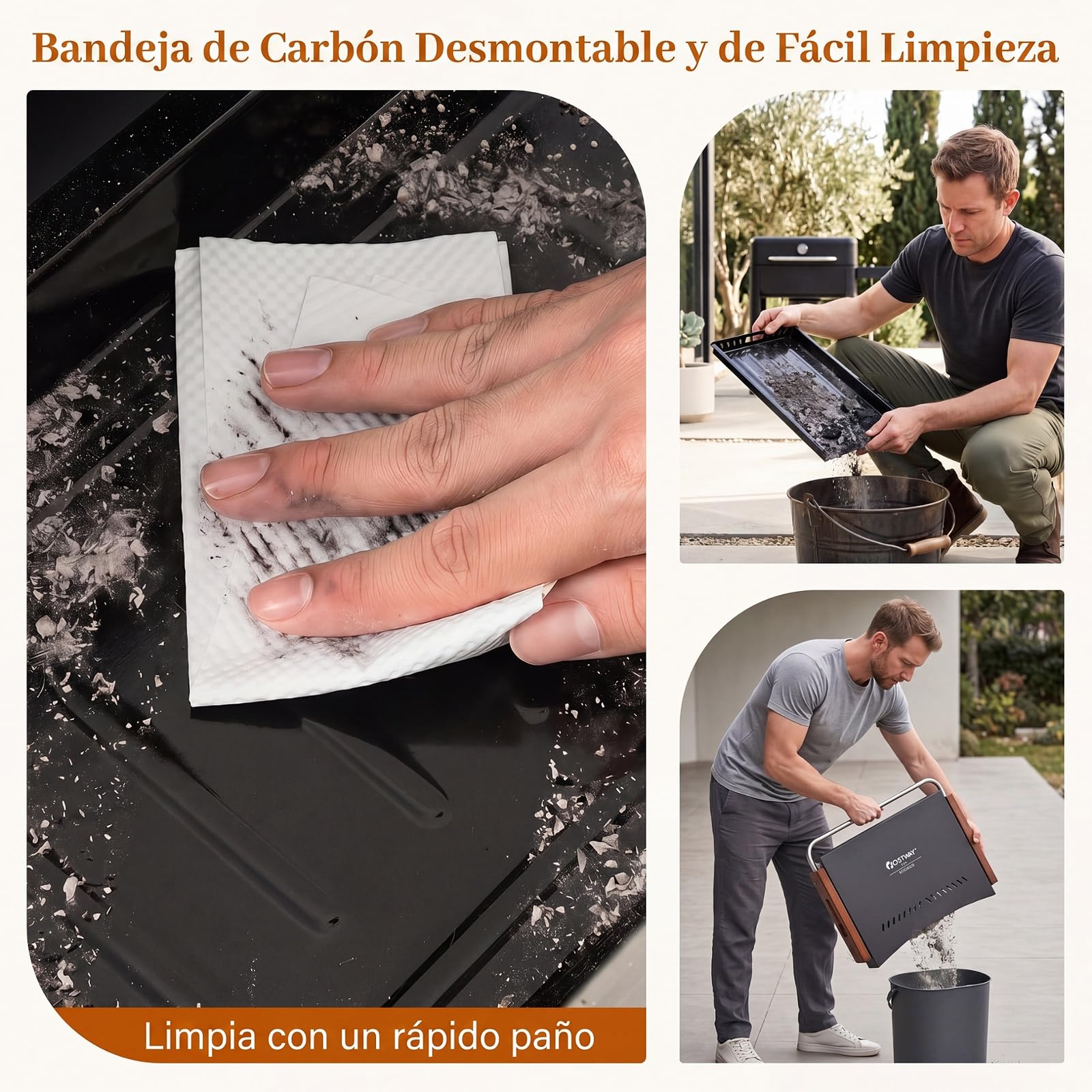 COSTWAY Mini Barbacoa Carbón Mesa Plegable, Parrilla Portátil,(62x43,5 cm) | Metal, Rejilla de Cocción Ajustable en Altura, Orificios de Ventilación, BBQ Camping Picnic Tereaza