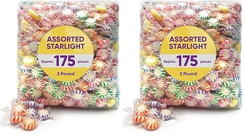 Miniatura 9 de CJ Sweets - Caramelos duros Starlight con sabor a fruta surtida, 2 libras aproximadamente 175 piezas de frutas envueltas individualmente, paquete