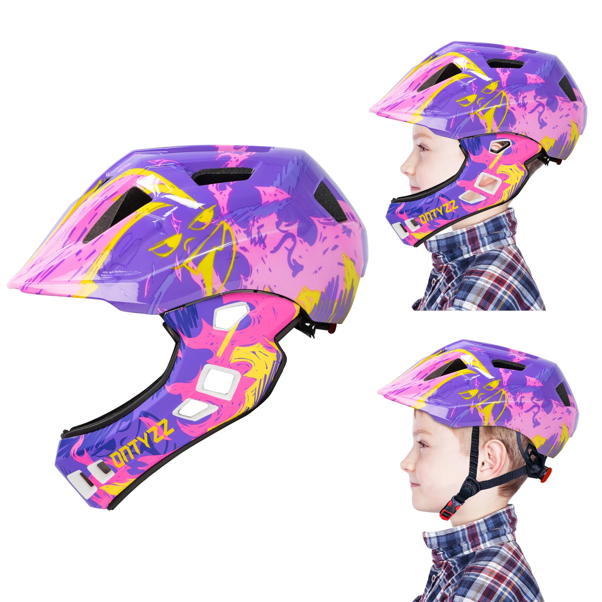 Casques de Vélo Enfants Casque Intégral Vélo VTT Garçon Fille Casque Enfant Velo Con Détachable Menton Protection pour Skateboarding Roller Skating