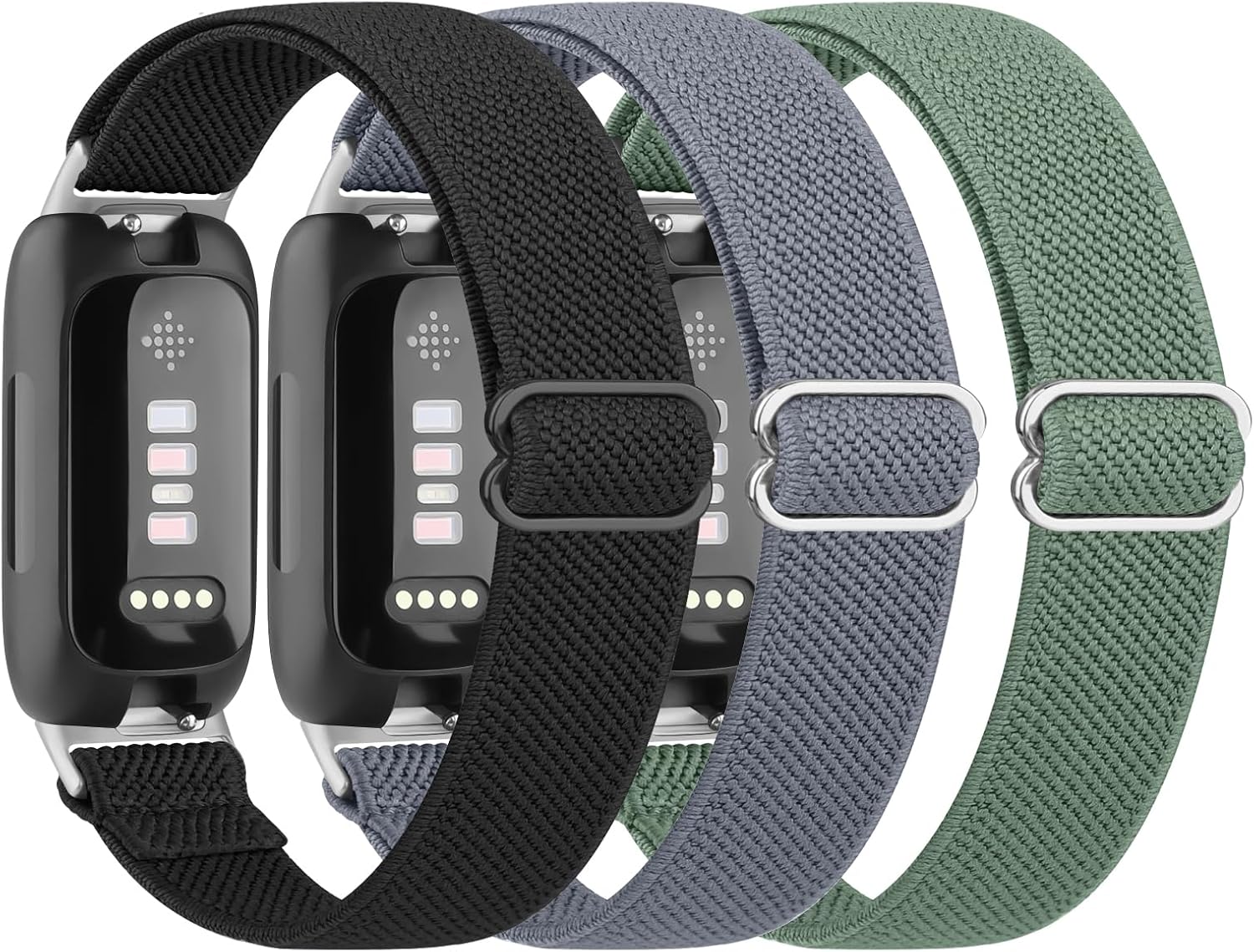 3 Pack Elastic Bands for Fitbit Inspire 3/Inspire 2/Inspire HR/Inspire, Soft Adjustable Stretchy Nylon Loop Strap Replacement Wristband for Women Men