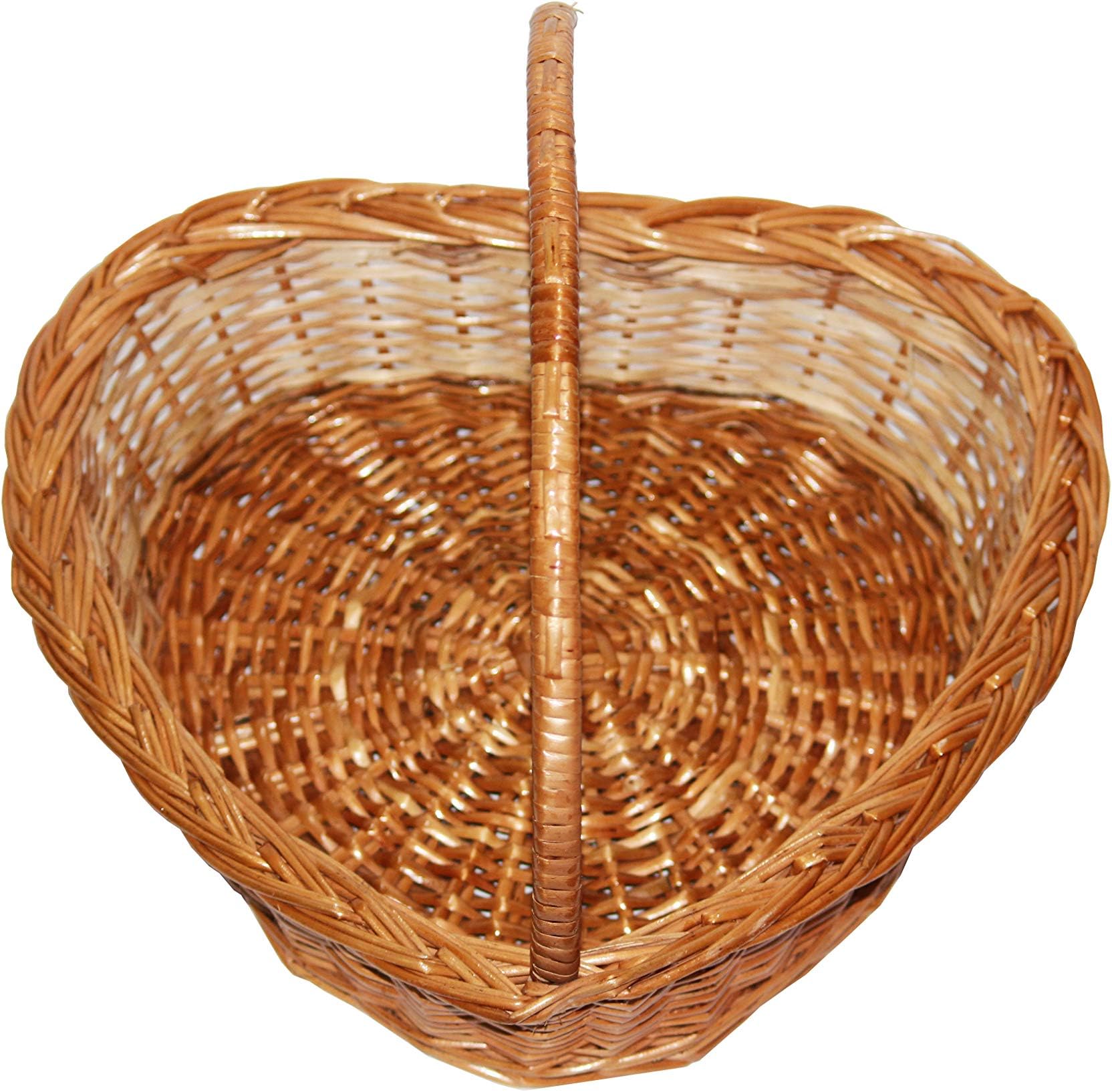 Gabion India Heart Shape Cane Multiutility Wicker Farmer's Basket with Handle (Chocolate)