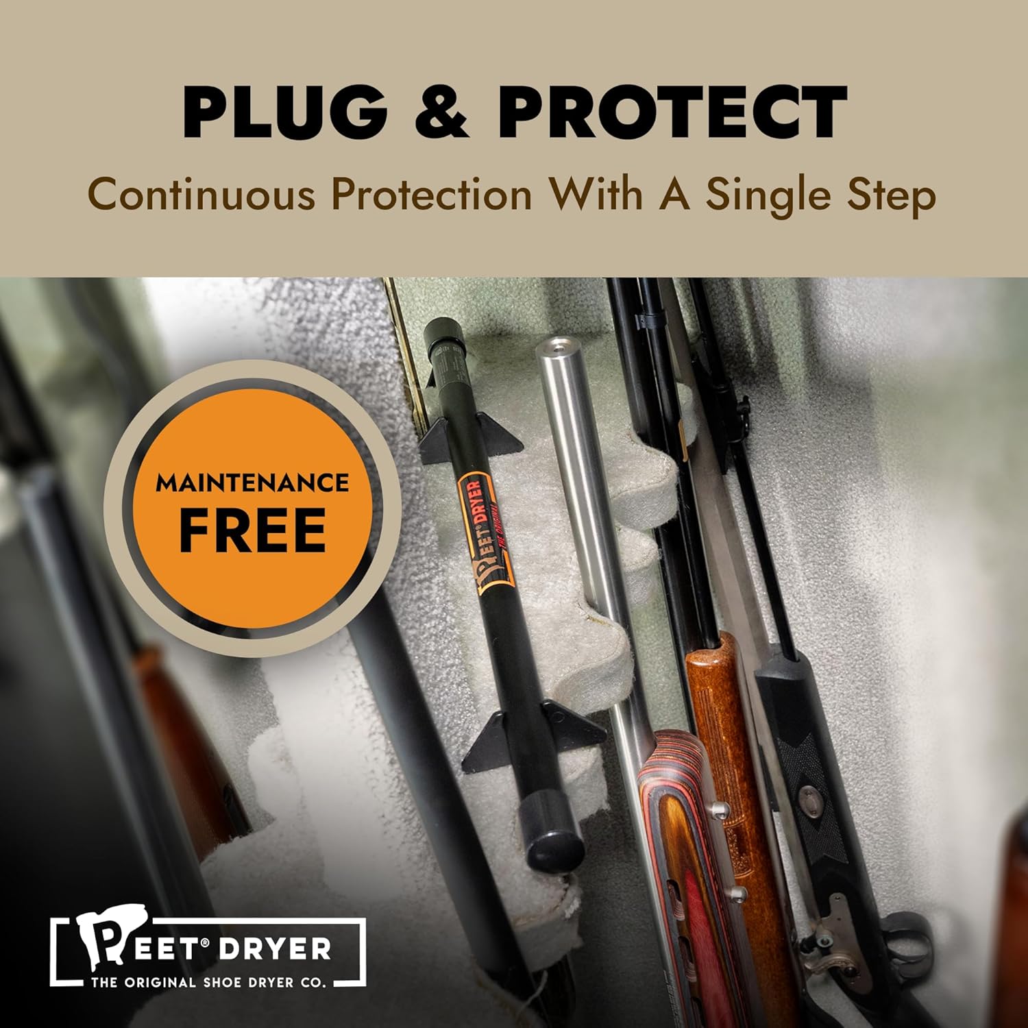 PEET 18" Gun Safe Dehumidifier Rod - Moisture Absorber to Prevent Rust & Combat Humidity - Plug In, Ultra-Quiet, Easy Install - Preserves Valuables in Safes Up to 200 Cubic Feet, 5-Year Warranty