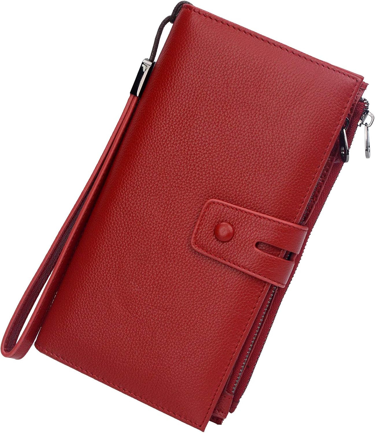 Rfid Blocking Travel Wallet Leather Passport Holder Family Travel Document Organizer (Wine Red)