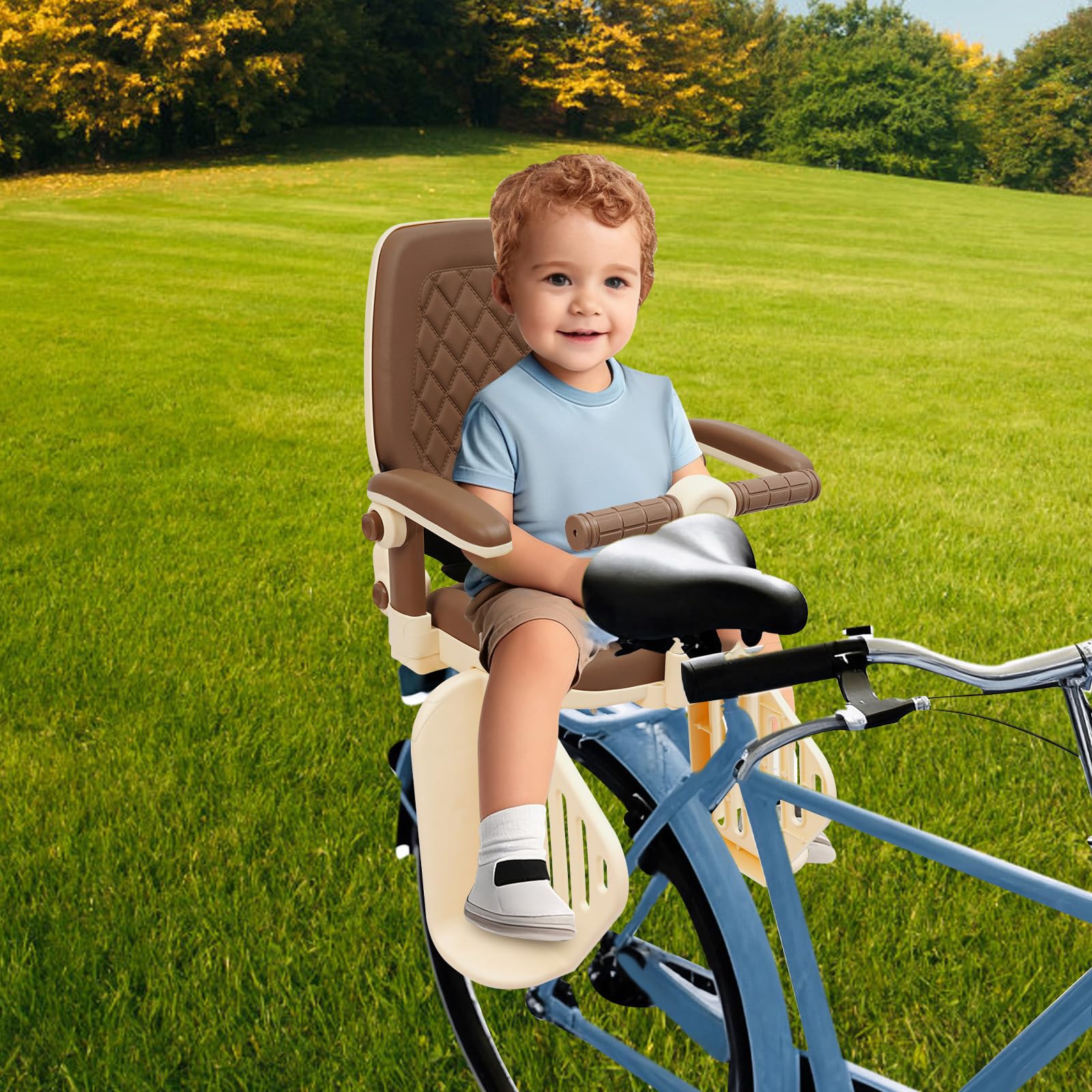 Seggiolino per bicicletta, montaggio posteriore, 50 kg, con cinture di sicurezza, poggiapiedi e braccioli rimovibili, per bici da città e altre biciclette con sedile posteriore.