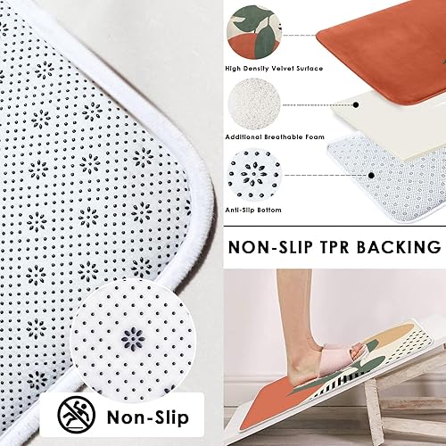 Miniatura 3 de Tayney Juego de cortina de ducha bohemia de mediados de siglo con tapa de inodoro y alfombras antideslizantes, juego de 4 cortinas de ducha botánico