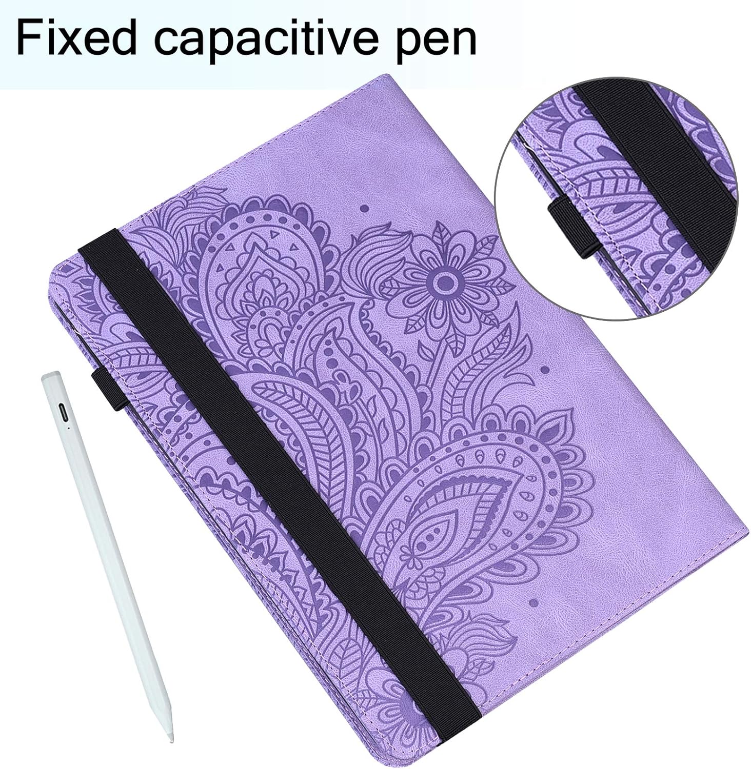 Dteck Case for All-New Fire HD 10 9th/7th/5th Generation (2019/2017/2015),Peacock Flower Premium Leather Folio Smart Stand Wallet Shockproof Cover with Auto Wake/Sleep for Fire HD 10.1" Tablet,Purple