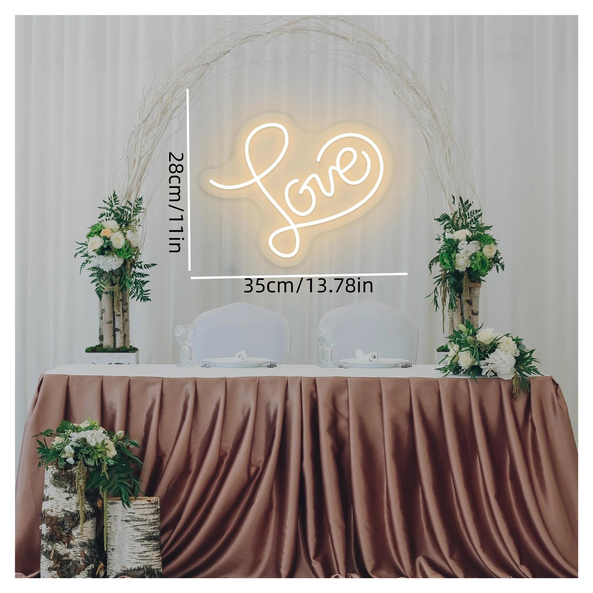Wiszące neony artystyczne Love Neon Serce LED Light Możliwość Przyciemniania Lampka Nocna Na Ślub Urodziny Kochanka Dekoracja Ścienna Nastrojowe Oświetlenie 13.78inx11in(Różowy)