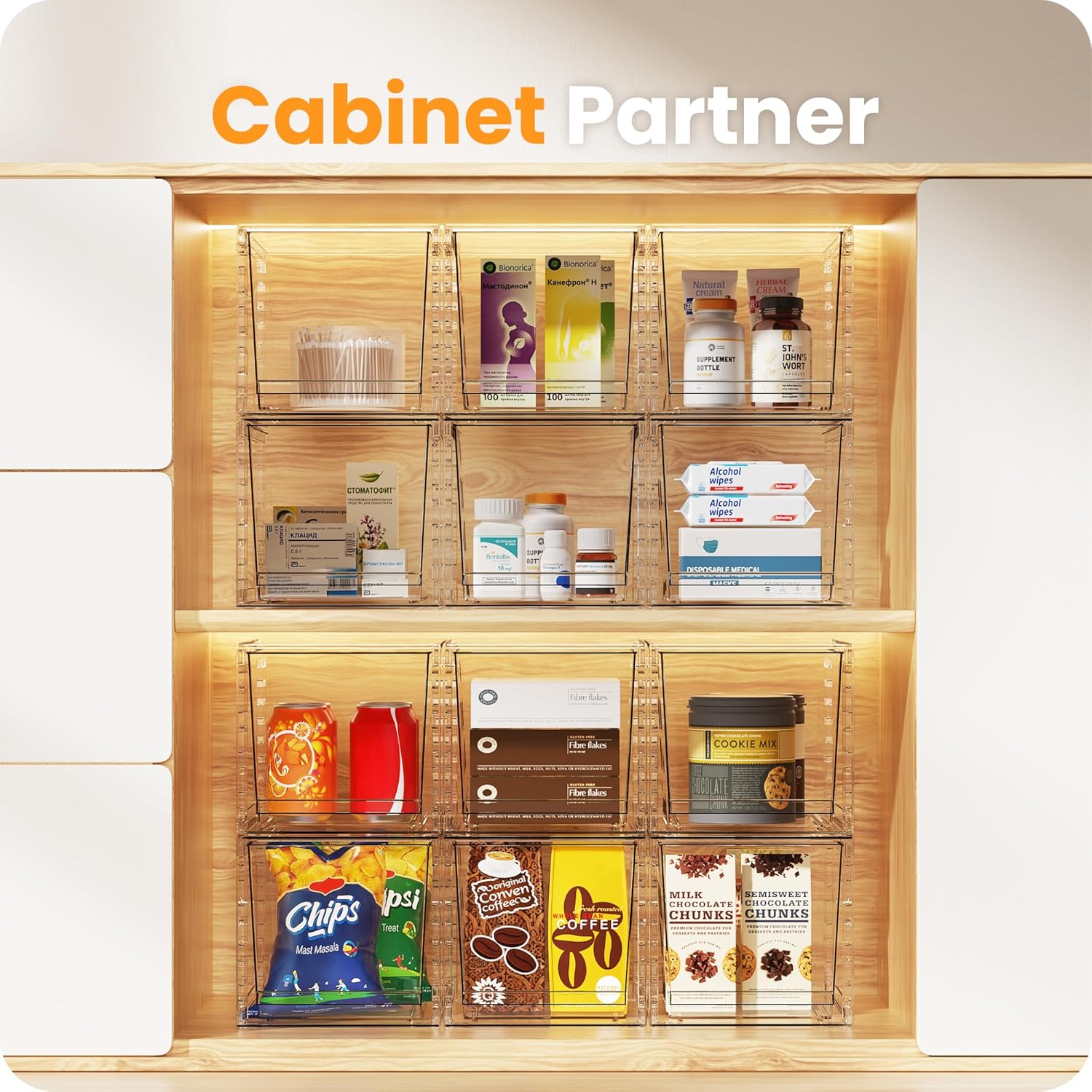 A-LuGei 【𝟰𝗣𝗖𝗦】 Acrylic Stackable Drawers, 11.8" L Makeup Organizer, Bathroom Organizer and Storage, Under Sink Organizer, Plastic Storage Bins