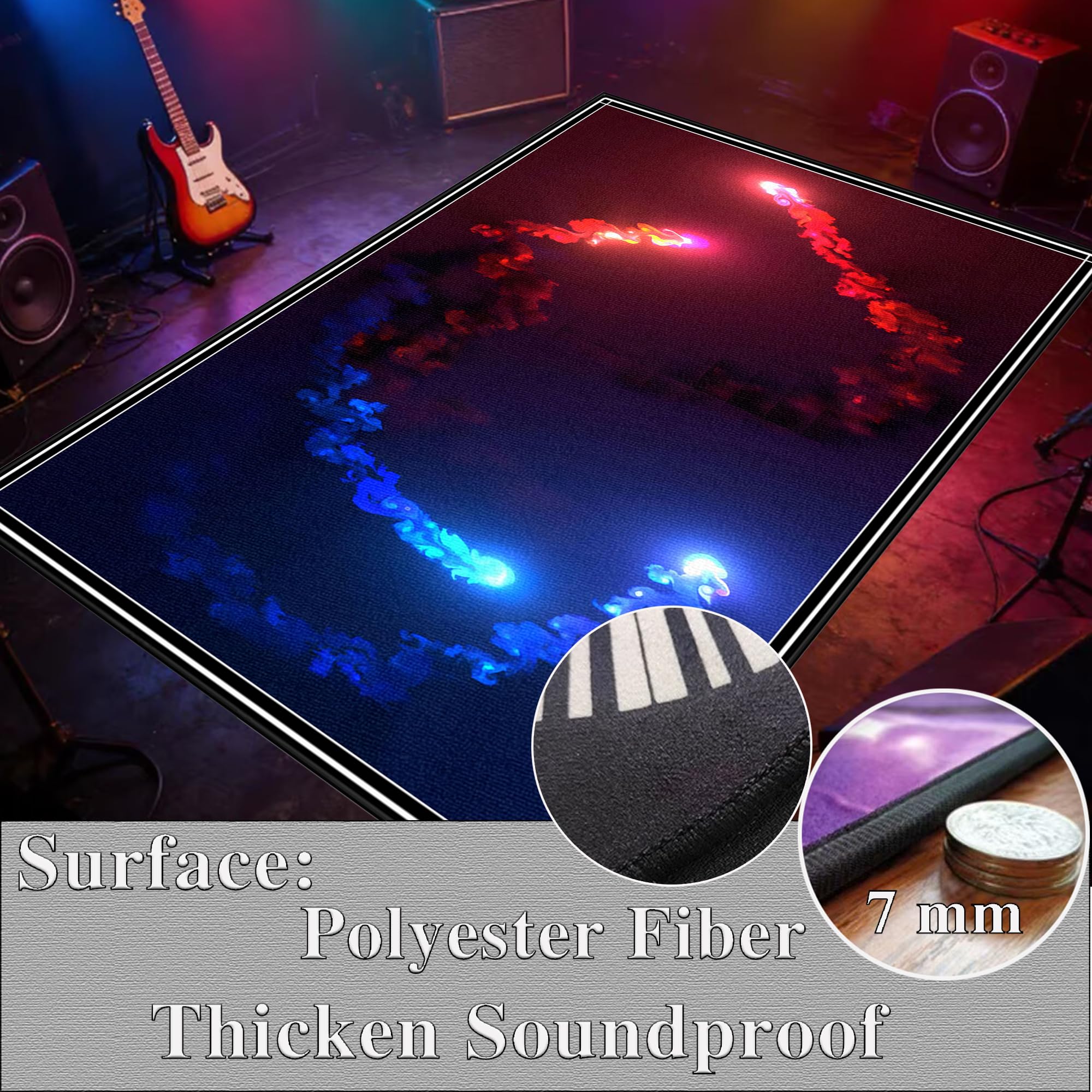 140 x 120 cm Schlagzeugteppich Drum Teppich Schlagzeug Teppich Trommel Teppiche Musikinstrumente Bodenmatte Schallschutzdecke Für Bass Drum Snare Schlagzeugmatte Trommelteppich Schallschutz Teppich