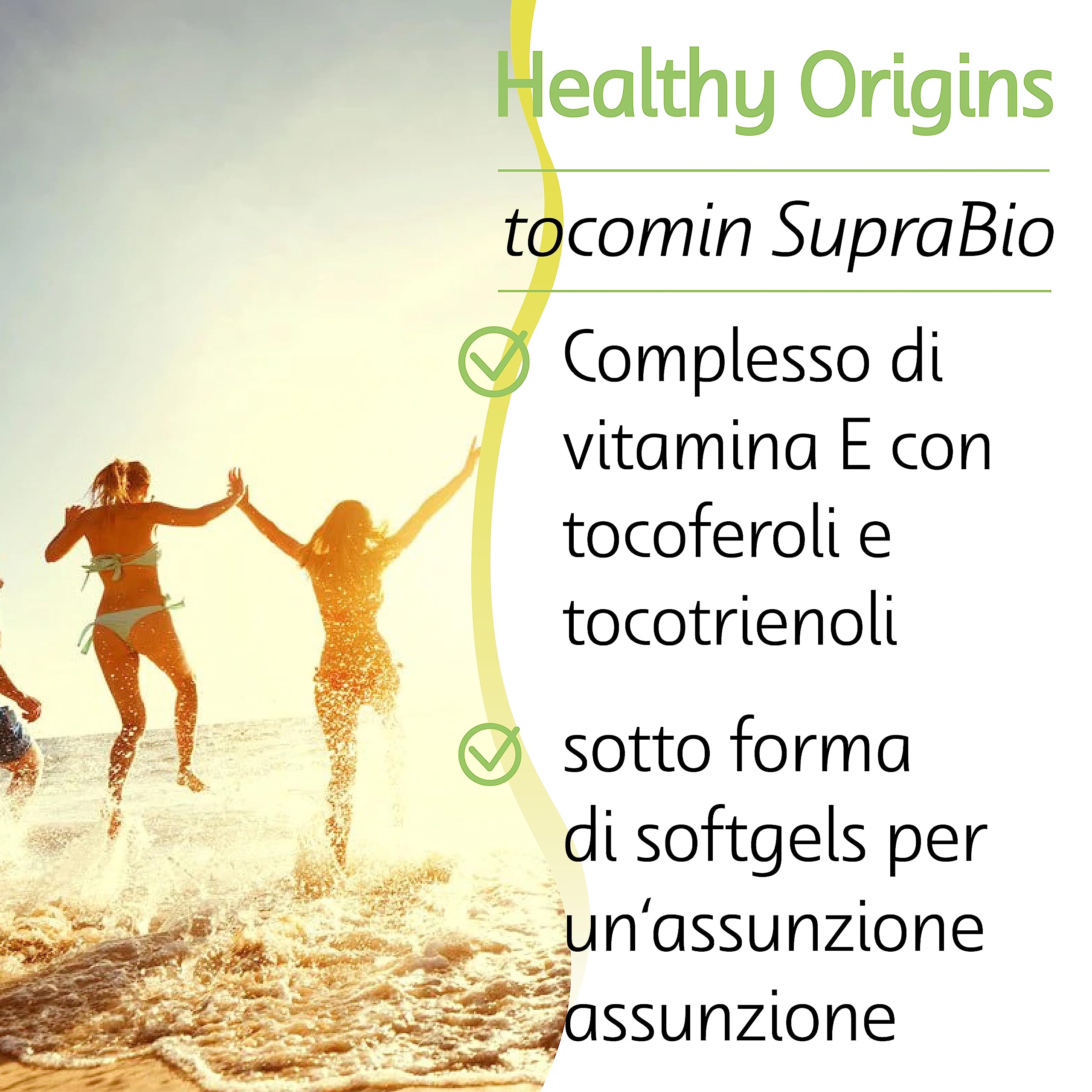Healthy Origins, Tocomin SupraBio Naturale, 50 mg, 60 Capsule molli, Testato in Laboratorio, Vitamina E, Senza Glutine, Senza Soia, non OGM