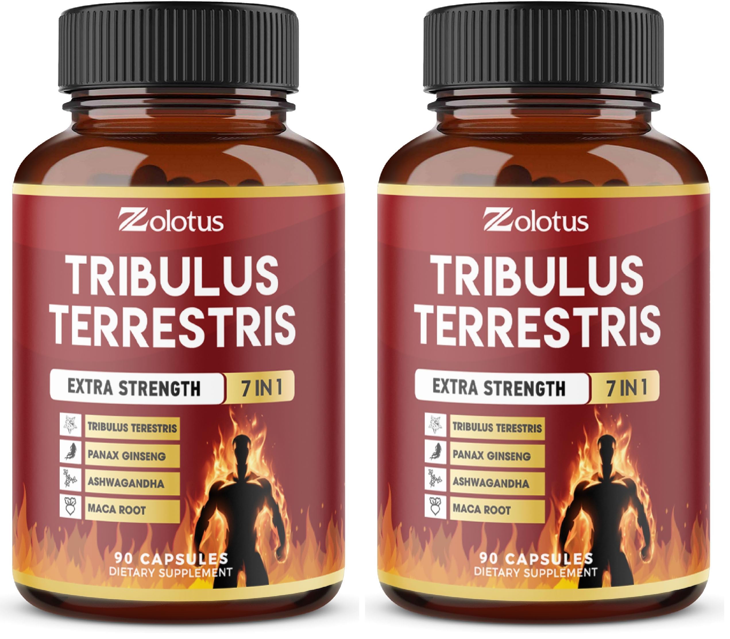 Zolotus Tribulus Terrestris Capsules with Ashwagndha, Panax Ginseng, Saw Palmetto, Maca, Shilajit - 90 Capsules - 3 Months Supply (Pack of 2) 90 Count (Pack of 2)