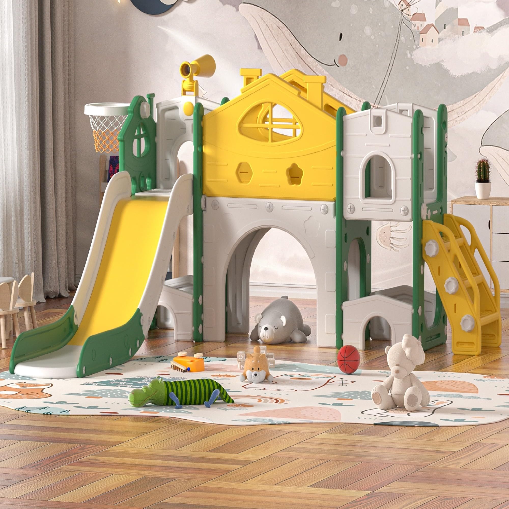 Metreno 8in1 Slide for Kids 2to5 Years Big Indoor Slider with Basketball for Kids Garden Slide for Kid Toddlers Slides Outdoor with Ball at Home Castle Sliders for Kids Garden Play Area Indoor Setup (B0D78VN32Z) Amazon Price History, Amazon Price Tracker