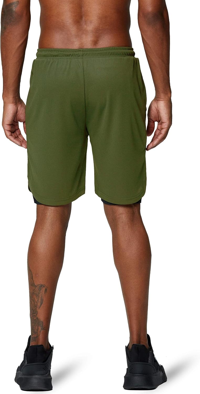 Pinkbomb Men's 2 in 1 Running Shorts Gym Workout Quick Dry Mens Shorts with Phone Pocket - Image 5