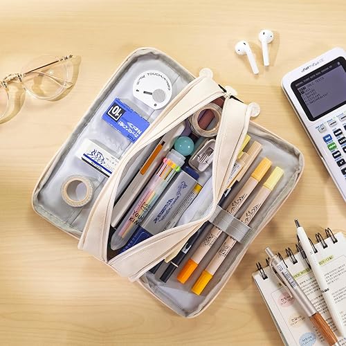 Miniatura 2 de CICIMELON - Estuche para lápices de gran capacidad, 3 compartimentos, para adolescentes, niñas, niños, hombres y mujeres (arcoiris)