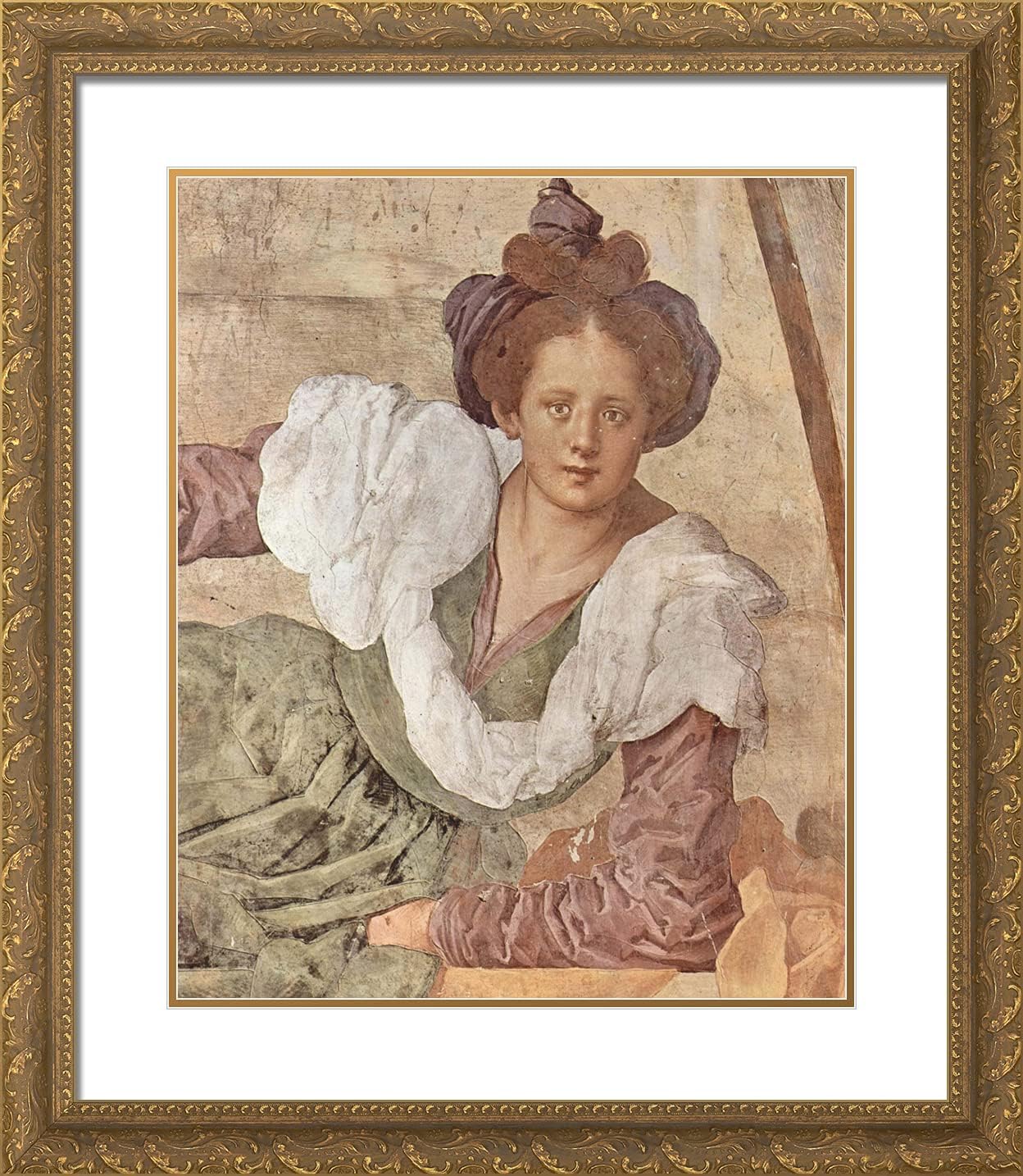 ArtDirect Pontormo, Jacopo 20x23 Gold Ornate Framed Art Print with Double Matting Titled: Portrait of Woman