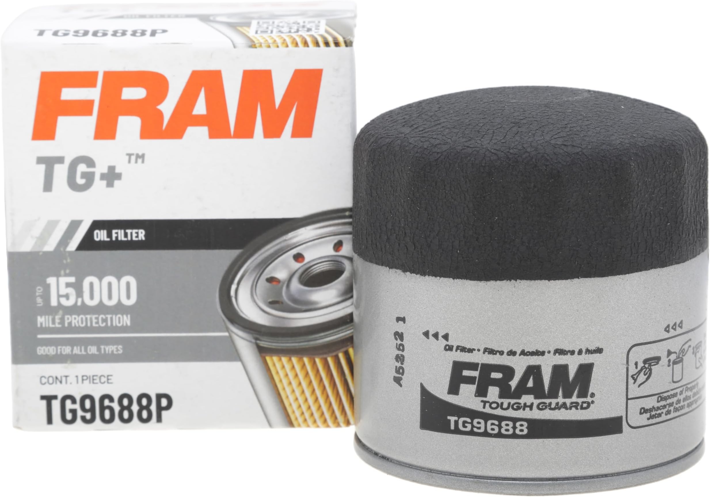 TG+ Replacement Oil Filter TG9688P, Designed for Interval Full-Flow Changes Lasting Up to 15K Miles for Select Vehicle Model Years