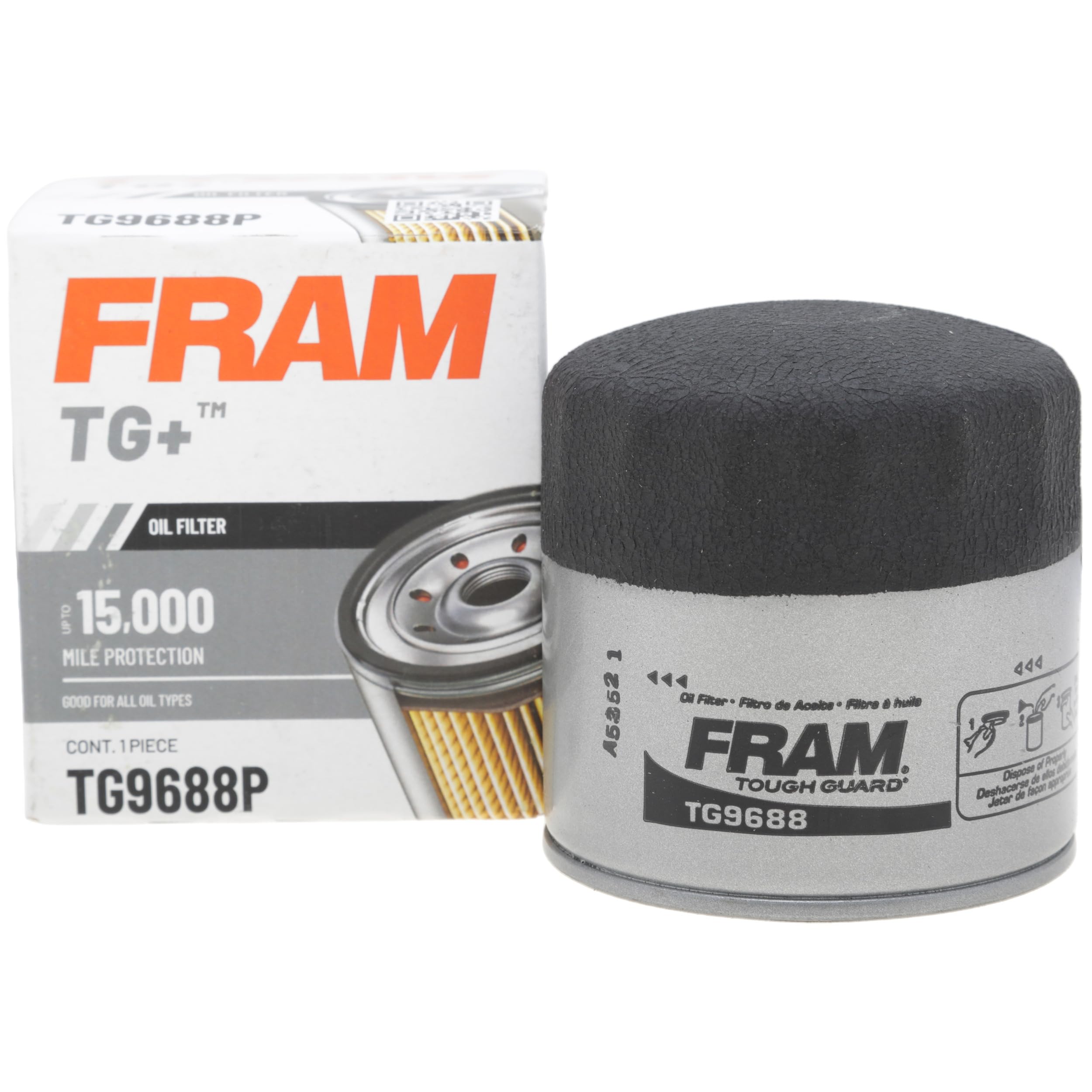 TG+ Replacement Oil Filter TG9688P, Designed for Interval Full-Flow Changes Lasting Up to 15K Miles for Select Vehicle Model Years