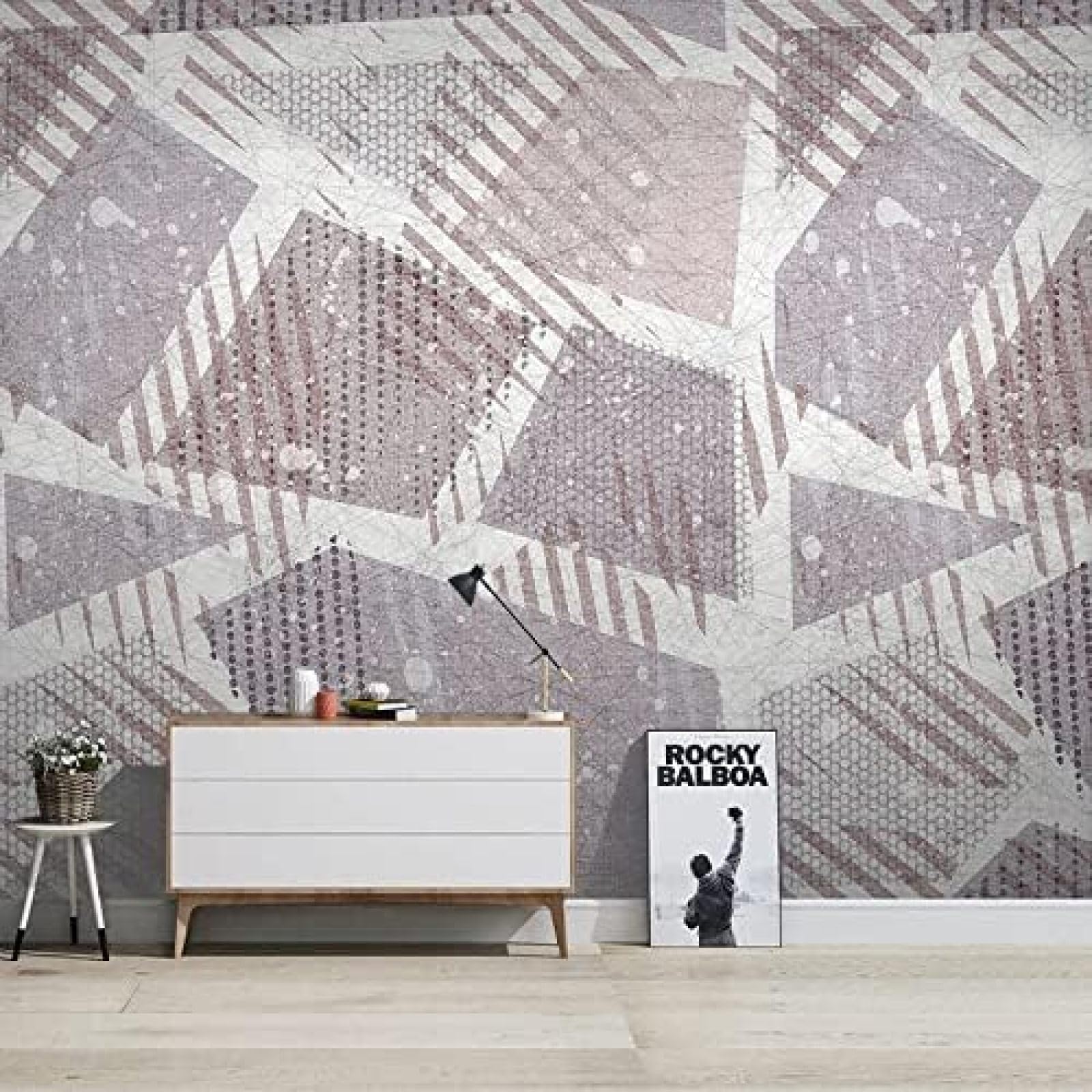 Papier peint 3D intissé lignes géométriques abstraites pour salon et chambre 150cm