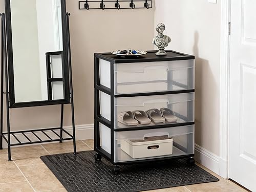 Miniatura 5 de Carrito ancho con 3 cajones, color negro