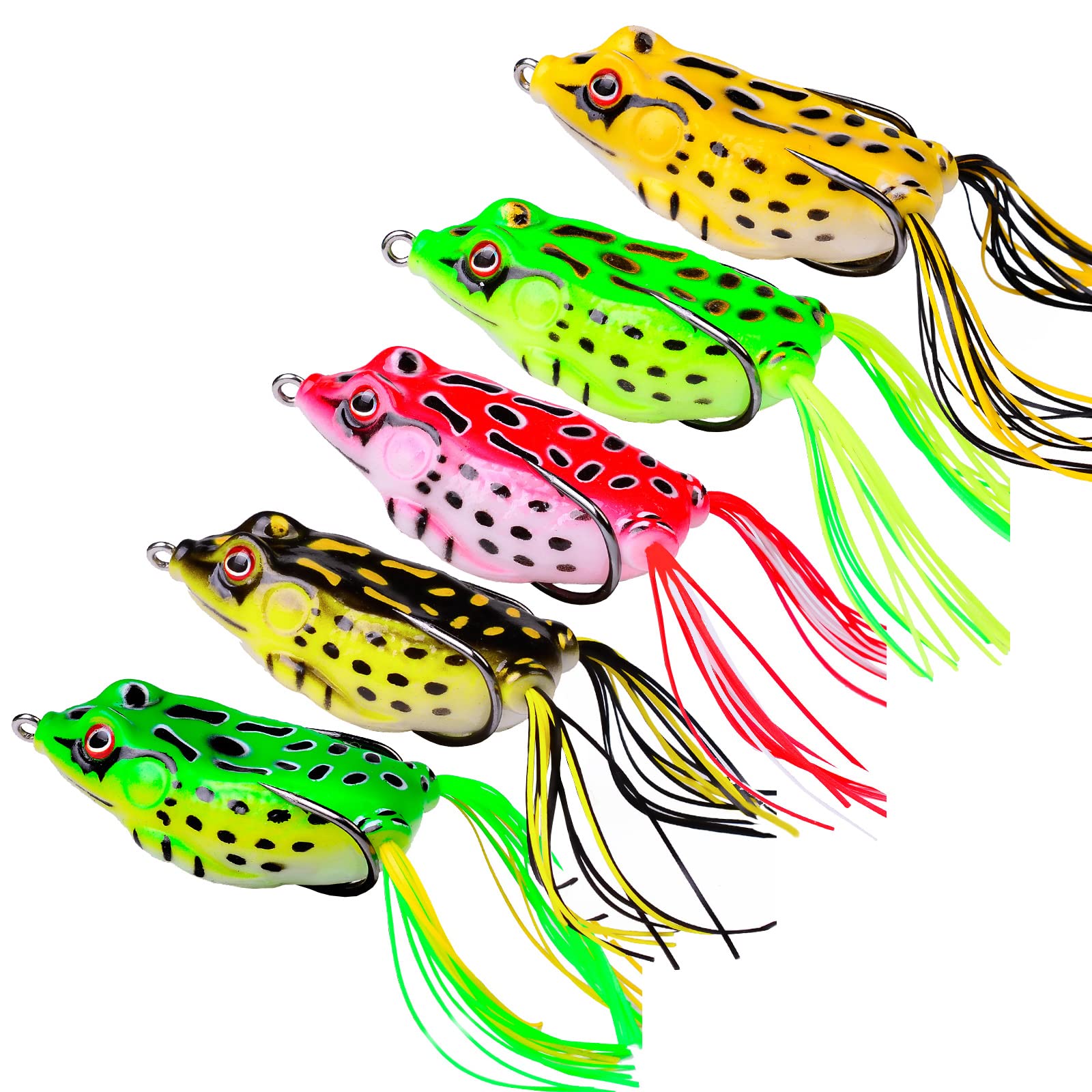 Fishing Lures Kit for Bass Trout 5pcs Multi Jointed Swimbaits Topwater Fishing Frog Lure Bionic Artificial Soft Bait for Freshwater Saltwater Lifelike Fishing Lure