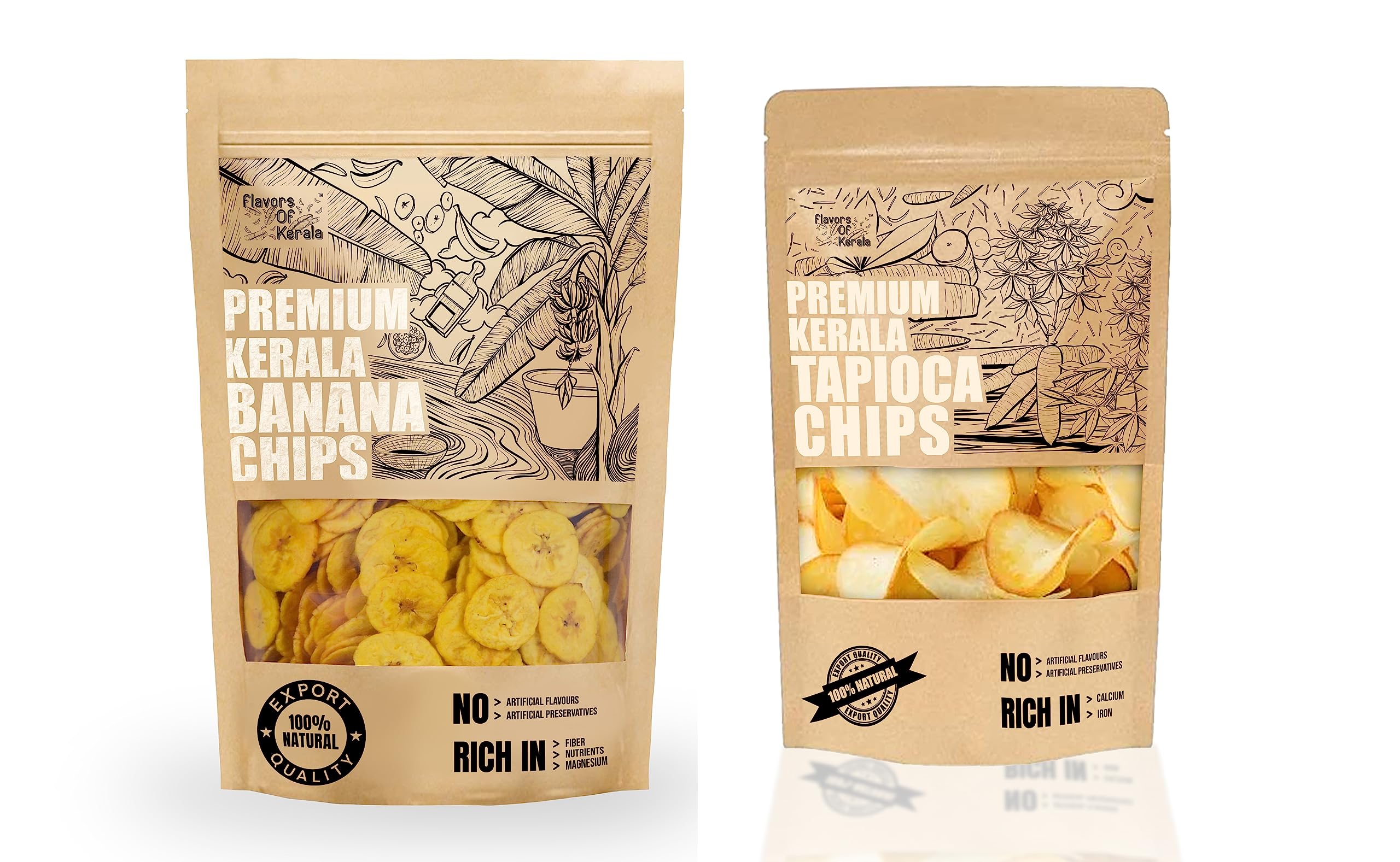 FLAVORS OF KERALA (FOK) - Combo | Premium Kerala Banana Chips Wafers in Coconut Oil | 300 Grams| & Tapioca Chips 200 Grams | (B0CHSJCDPL) Amazon Price History, Amazon Price Tracker