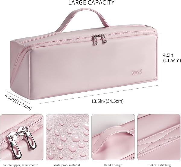 Veki Bolsa de Viaje Portátil para Secador de Pelo, Bolsa de Almacenamiento Compatible con Dyson Airwrap Styler, Dyson Supersonic y Shark, Funda Transporte para Secador de Pelo y Accesorios (Rosa) - 3