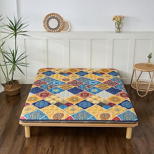 Miniatura 69 de Colchón japonés de suelo, colchón futón con bolsa de almacenamiento portátil, colchón enrollable grueso de tatami adecuado para campamento, Un negro