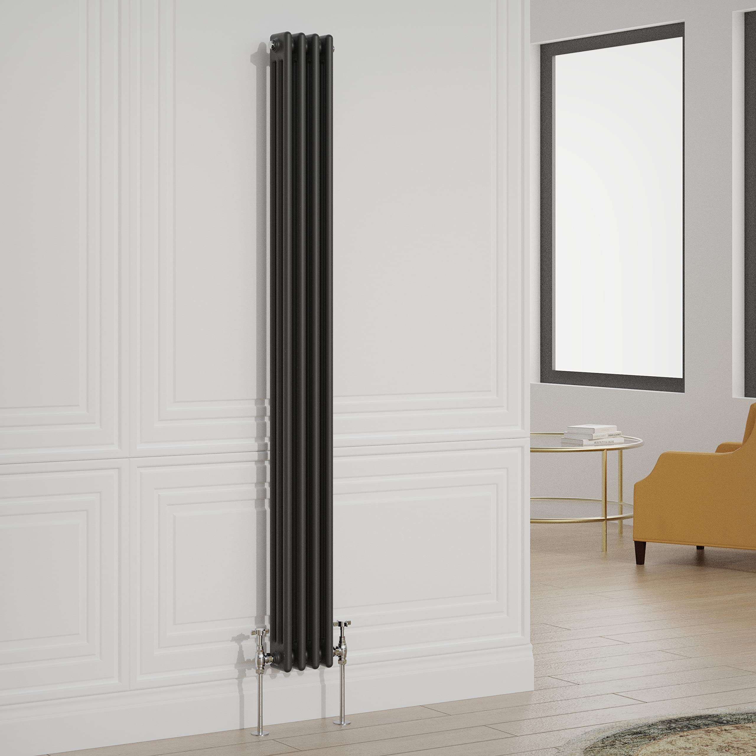 Warmehaus Traditional Radiator Triple Column Black Vertical Cast Iron Style Central Heating Tall Radiator - 1800x200mm โ image 1