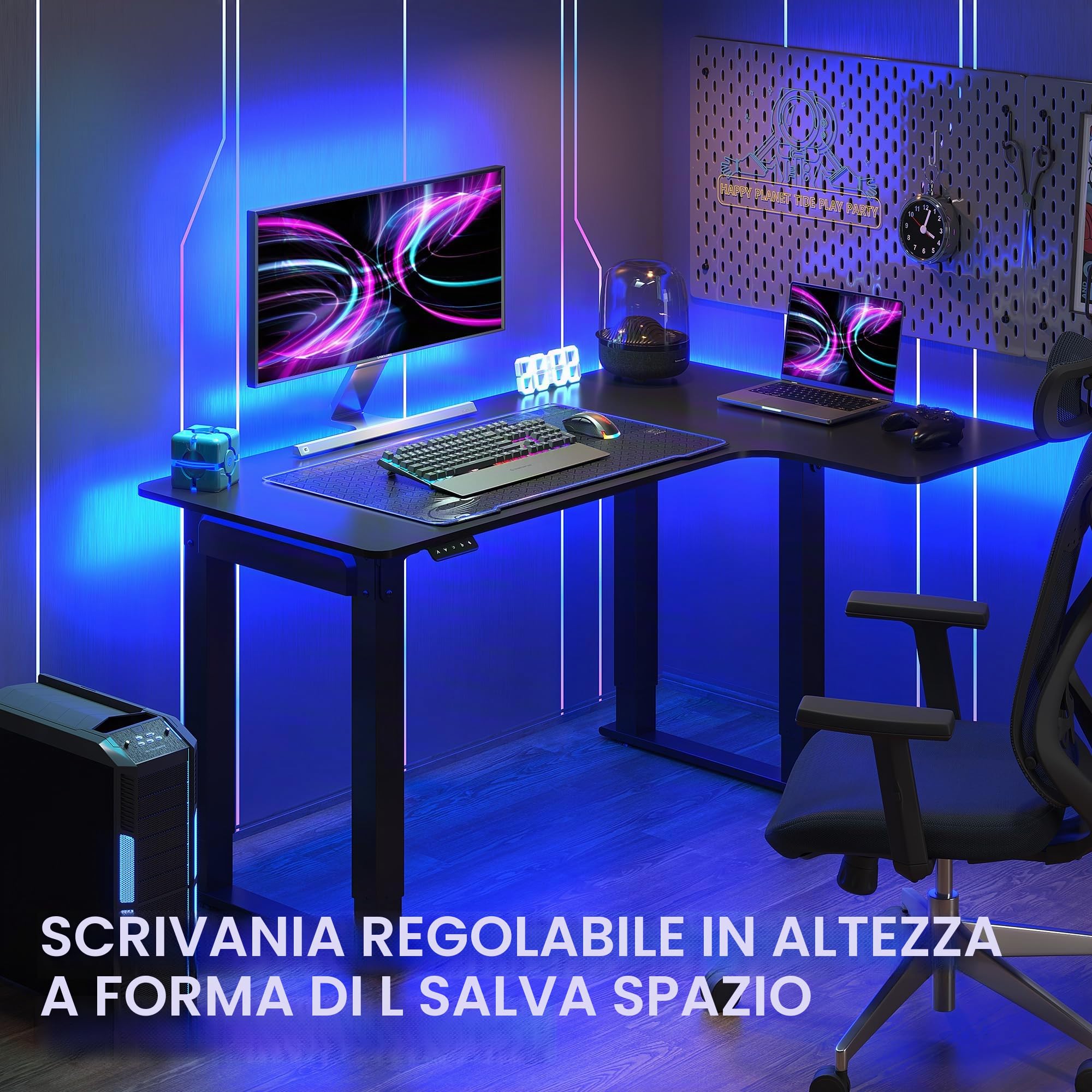 FLEXISPOT 180 * 110cm Scrivania Regolabile in Altezza a Forma di L Con Doppio Motore - Standing Desk Elettrica Con Telaio in Acciaio - 4 Gambe