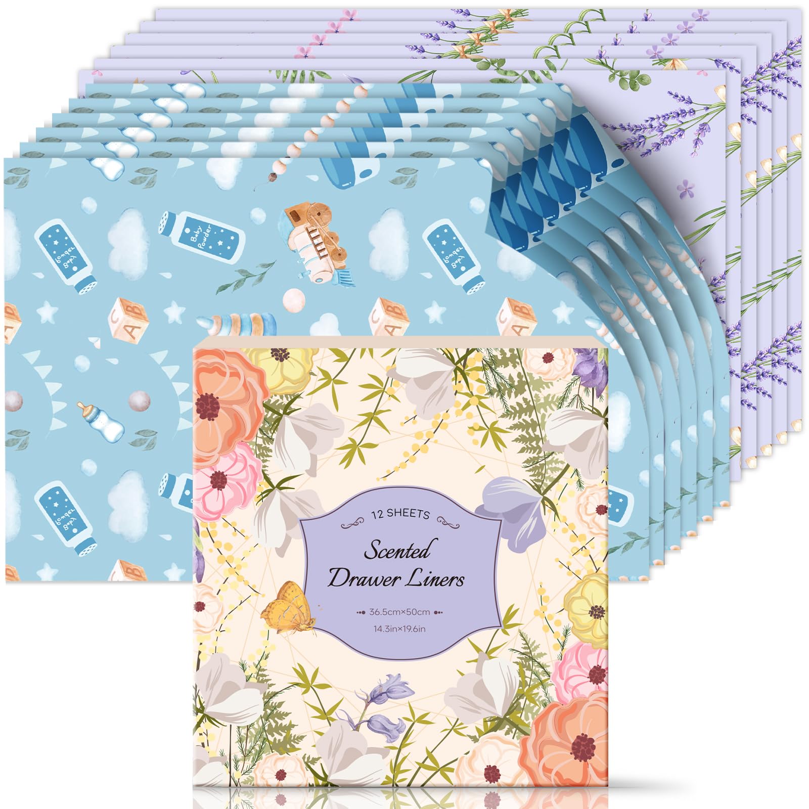 Carta Profumata per Cassetti Profumi di Talco per Bambini Lavanda 36.5x50 cm