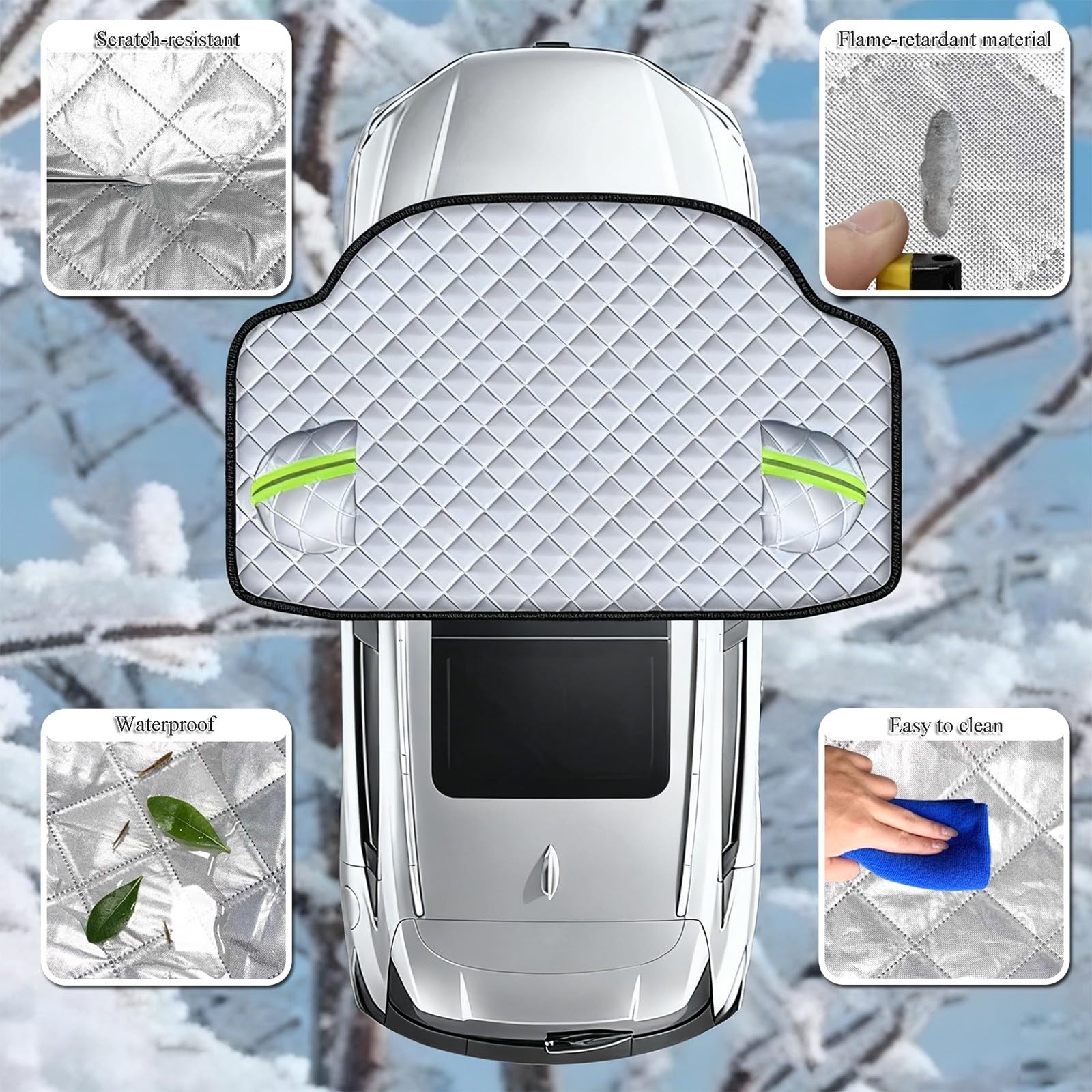 Frontscheibenabdeckung Schneeschutz für Skoda Fabia (1999-2022), Auto Windschutzscheibe Abdeckung Eisschutzfolien Frost Guard Winter EIS Frost Staub Sonne, Silber