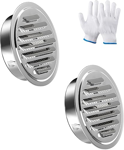 Vista 11 de Rejillas de Ventilación de Sofito de Acero Inoxidable de 6 Pulgadas, HG Power Cubierta de Ventilación Redonda con Malla de Pantalla, Campana