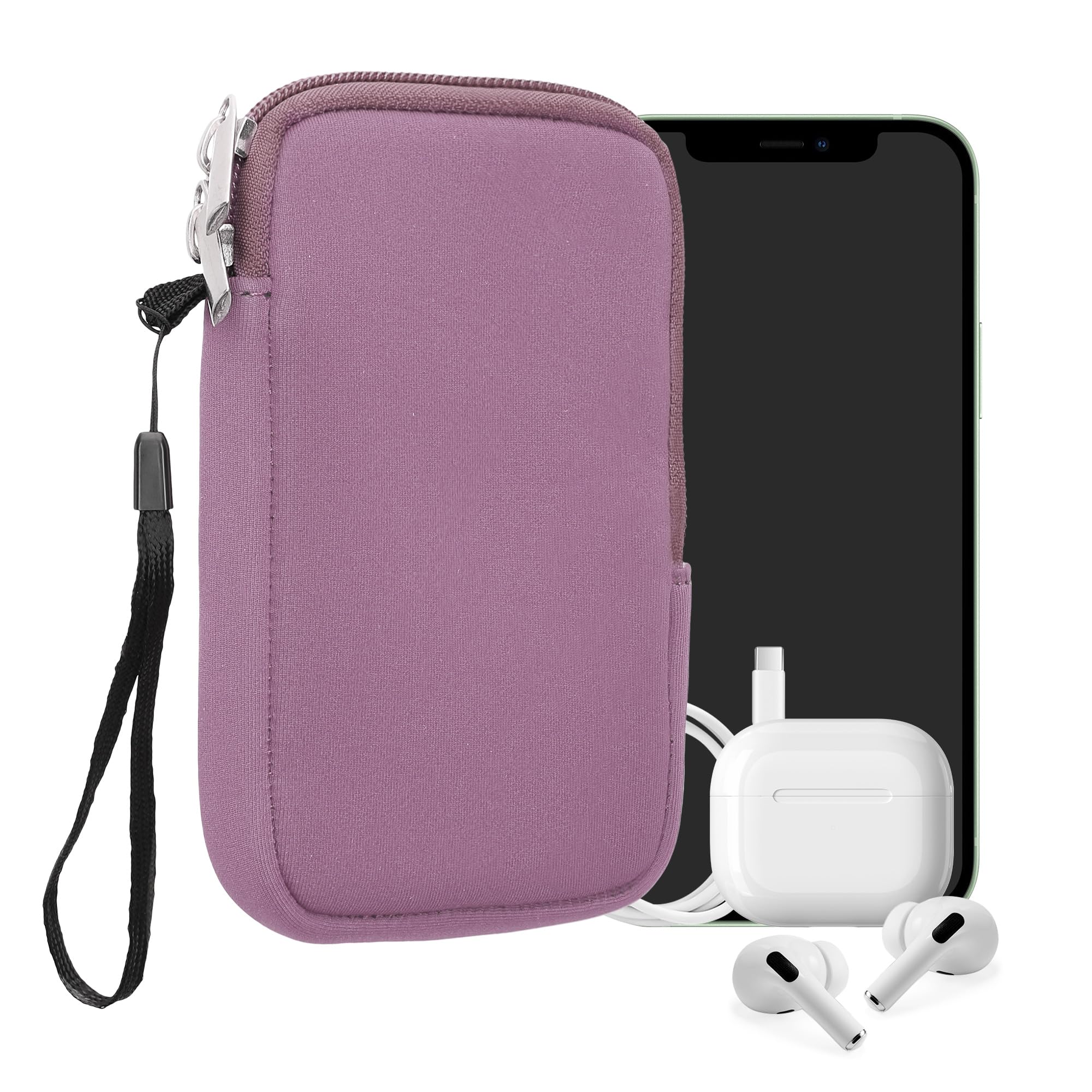 kwmobile Universal Phone Pouch Size XL - 6.7/6.8" - Neoprene Smartphone Pouch with Zip - Water-Repellent Mobile Phone Case - Sleeve in Lavender