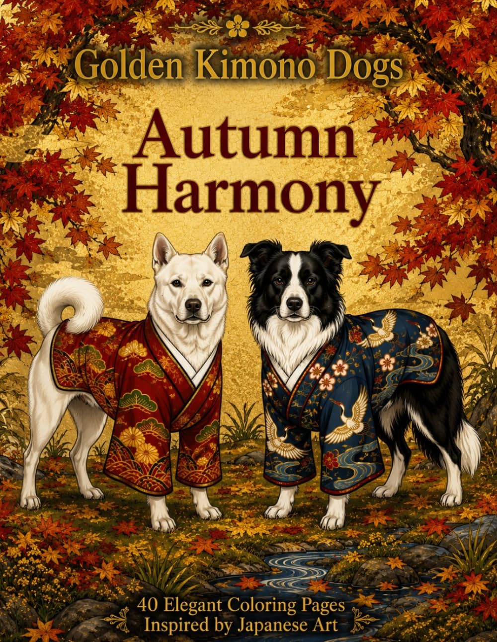 Golden Kimono Dogs: Autumn Harmony