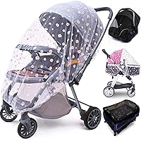 Vista 13 de Mosquitera duradera para cochecito de bebé (paquete de 2) – Cubierta de malla universal con borde elástico para moisés, cunas, corrales, asientos