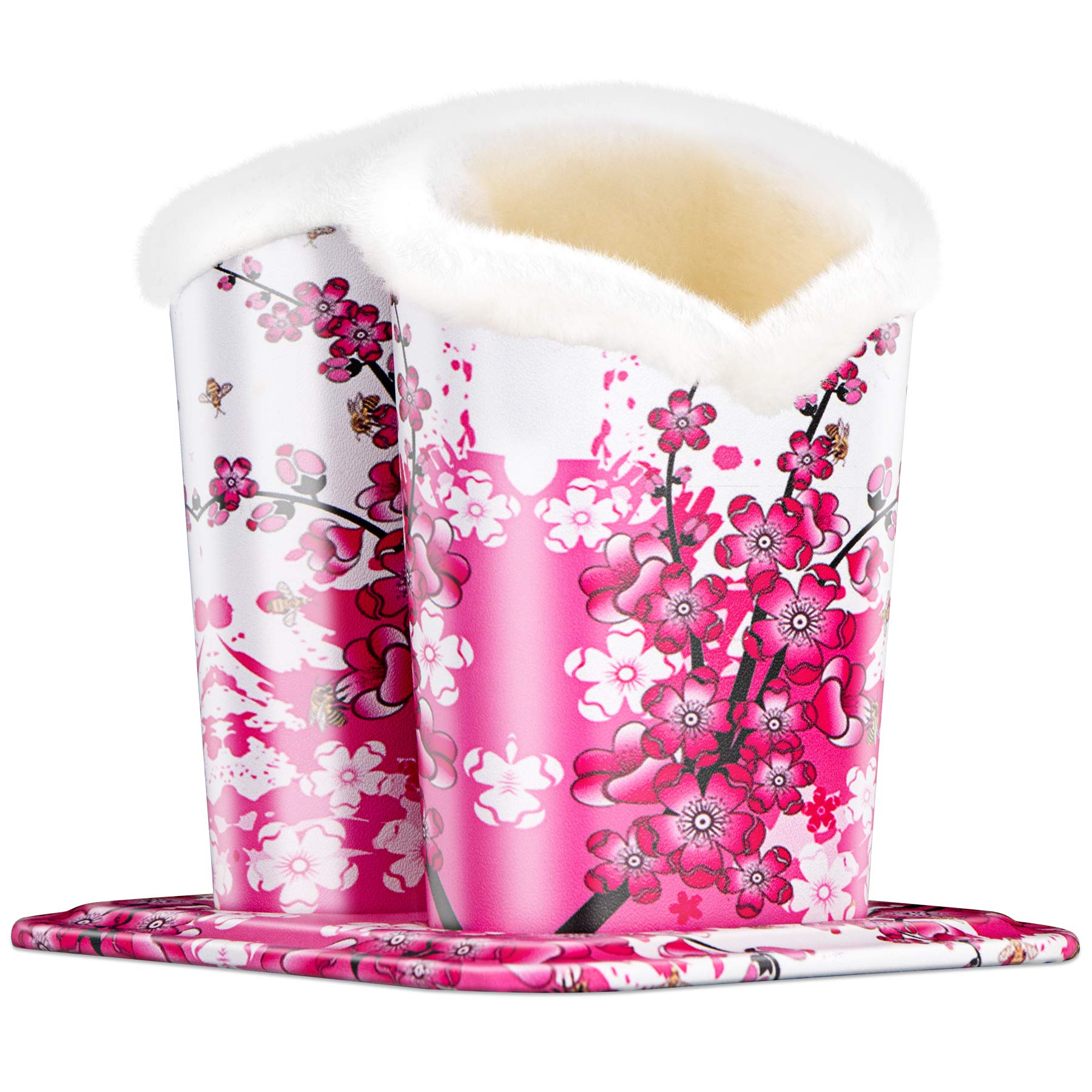 Plush Fluffy Lined Double Eyeglasses Holder Stand Protective Glasses Holder Case Rests Securely on Desk or Nightstand