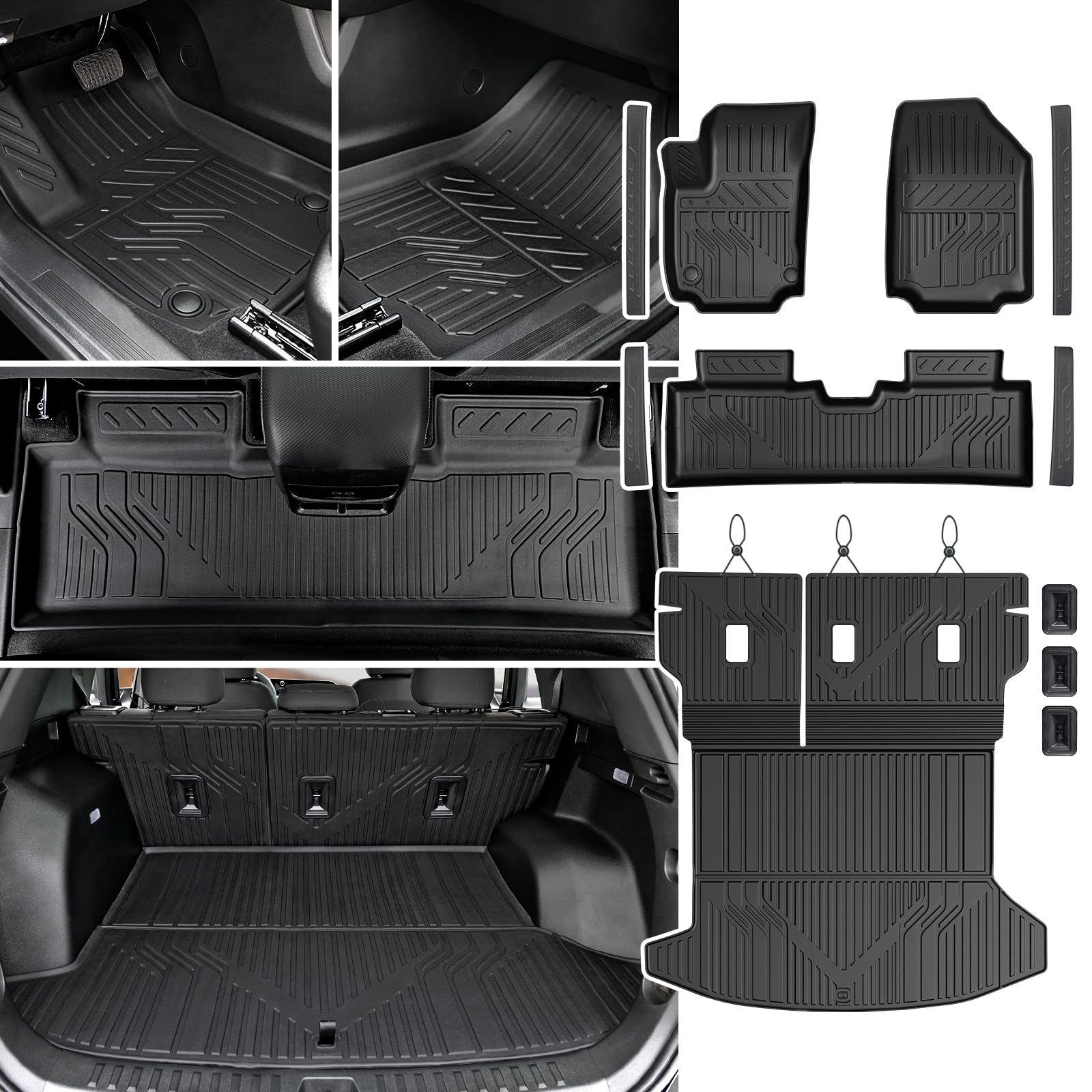 Floor Mats Cargo Mat with Backrest Mat for 2025-2026 Chevy Equinox Only Gas GMC Terrain Door Sill Guards
