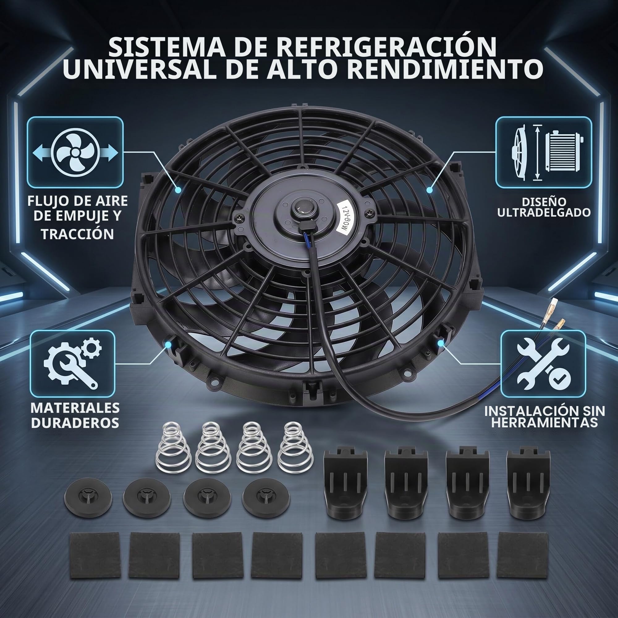 Ventilador Refrigeración 12" Universal Coche Delgado