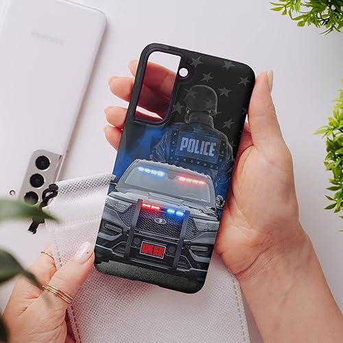 Miniatura 5 de Funda de teléfono personalizada para oficial de policía de automóvil, bandera estadounidense, policía, regalos con nombre personalizado, para marido