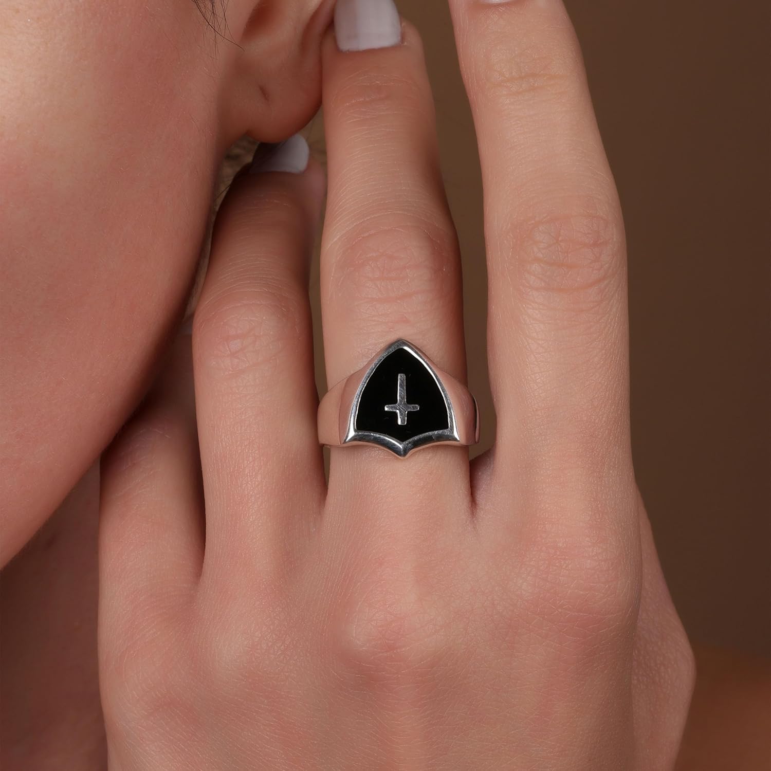 Bling Jewelry Christian Religious Fleur de Lis Cross Ring in Vintage Style for Men and Women Oxidized .925 Sterling Silver