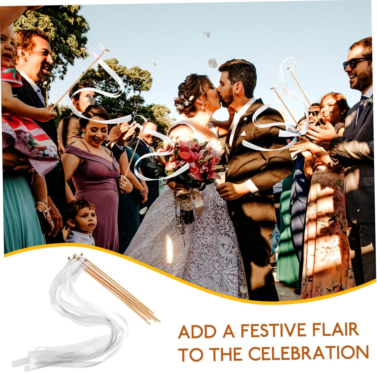 Streamers Wand 30pcs Wedding Ribbon Sticks Decorative Fairy Wands for Fairy Birthday