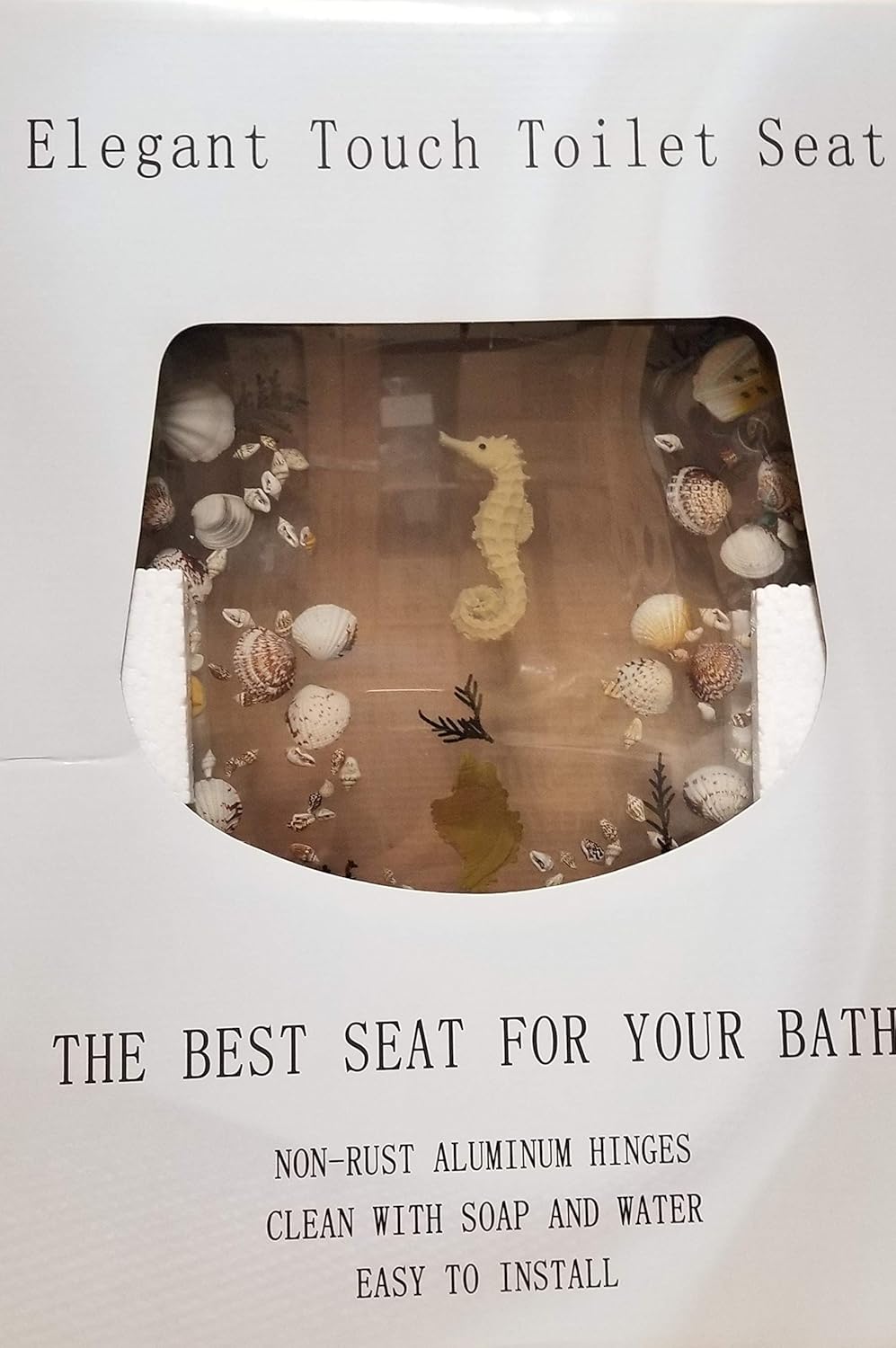 Suреr Brаndѕ Heavy Duty Comfort Toilet Seats with Seahorse Seashells Cover Acrylic Seats (Clear19 INCH)