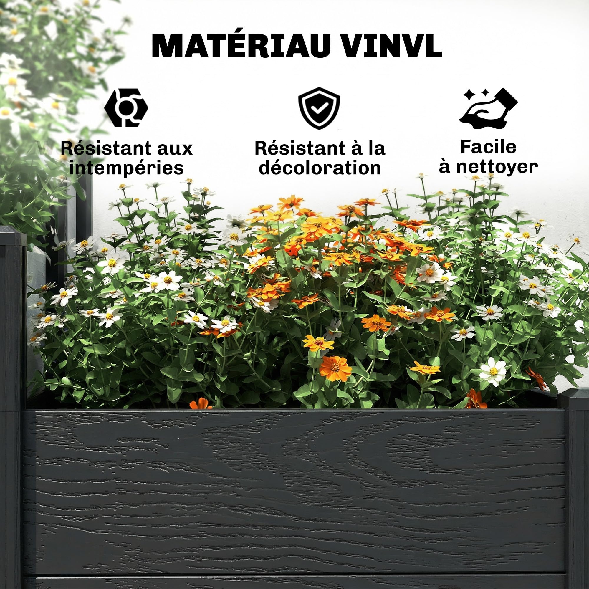 Outsunny Jardinière surélevée 3 Niveaux Fond Ouvert Potager Jardin 120x80x64 cm Effet Bois Gris