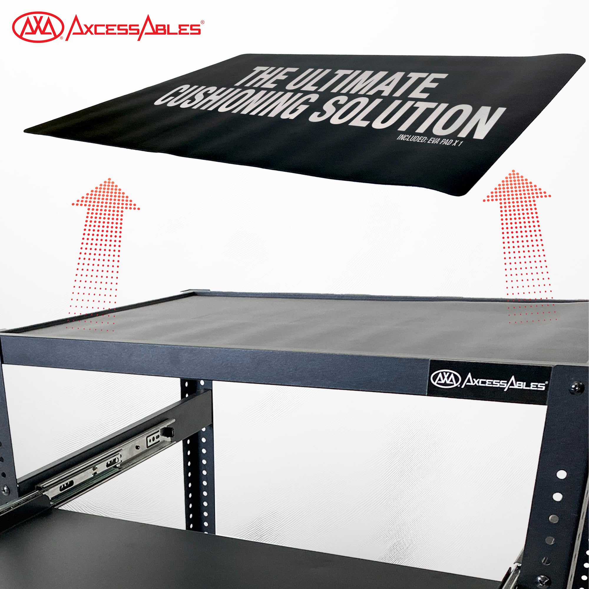 AxcessAbles AV-Wagen aus Stahl und Metall auf Rädern, rollbarer Projektorwagen, höhenverstellbare Ablage, ausziehbare Tastaturablage und Kabelwickelhalterung, hält 180 kg, einfache Montage,
