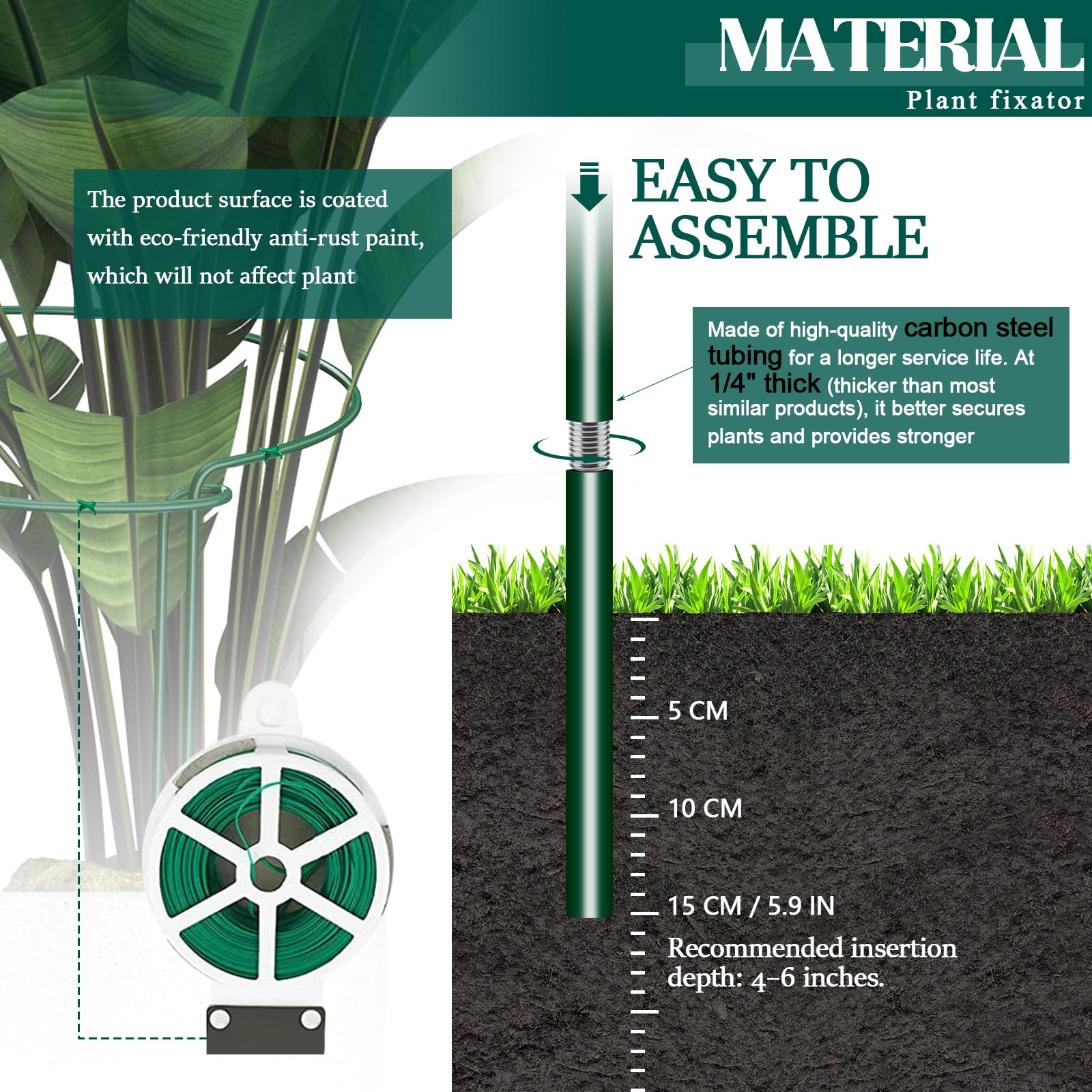 6-Stück 80cm Pflanzenstütze, Stahl Pflanzenhalter & Pfingstrosen-Hortensien-Tomatenkäfig, Hochwertige Garten-Pflanzenstütze für Draußenpflanzen, Plant Cages & Supports 31.5in