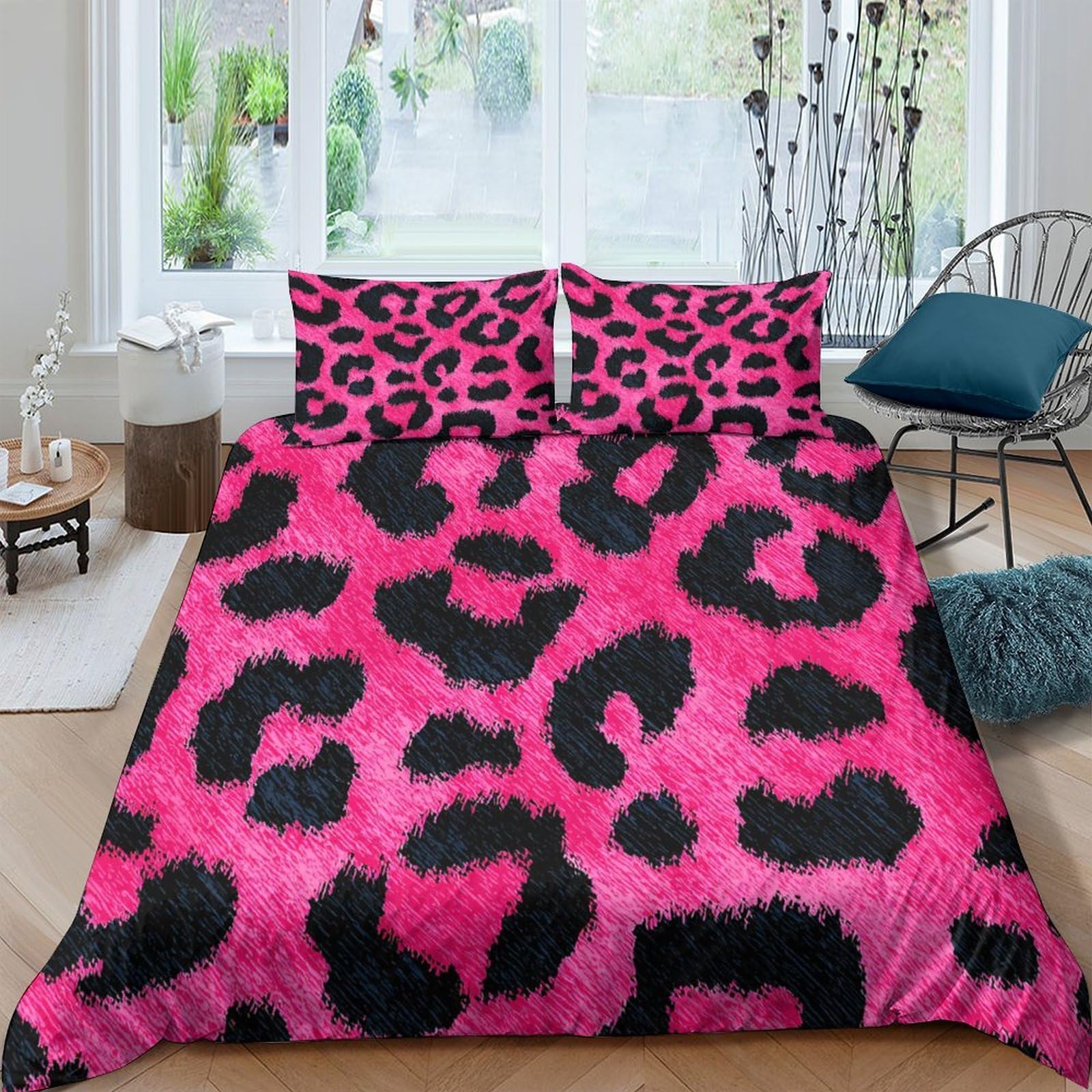 Housse de couette léopard hypoallergique pour grand lit 260x220cm