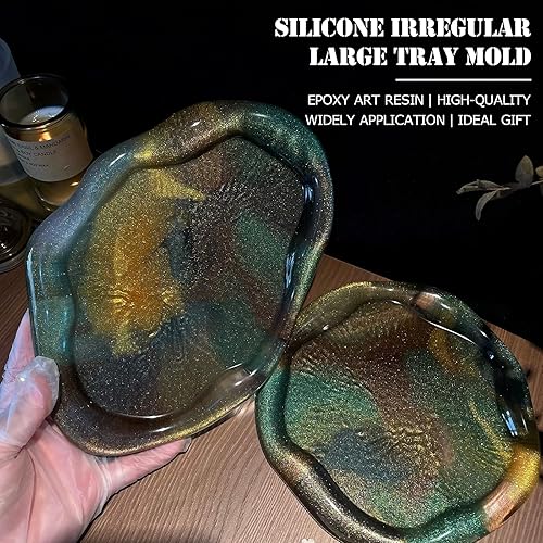 Miniatura 2 de 2 moldes de bandeja grande con borde ovalado redondo de silicona para resina epoxi en forma de nube, bandeja de joyería para candelabros, moldes