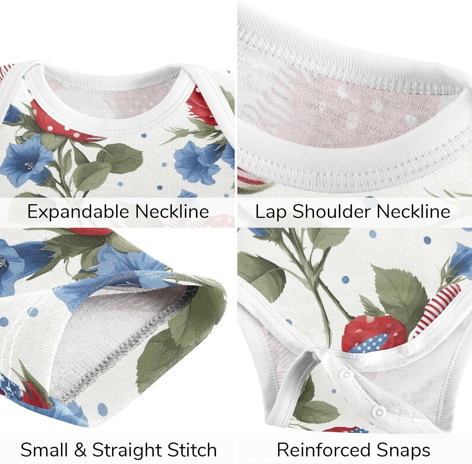 vvfelixl Baby Clothes Roses Flag Hearts Baby Bodysuits Set Unisex Short Sleeve Babys Pants Sets 0-3M
