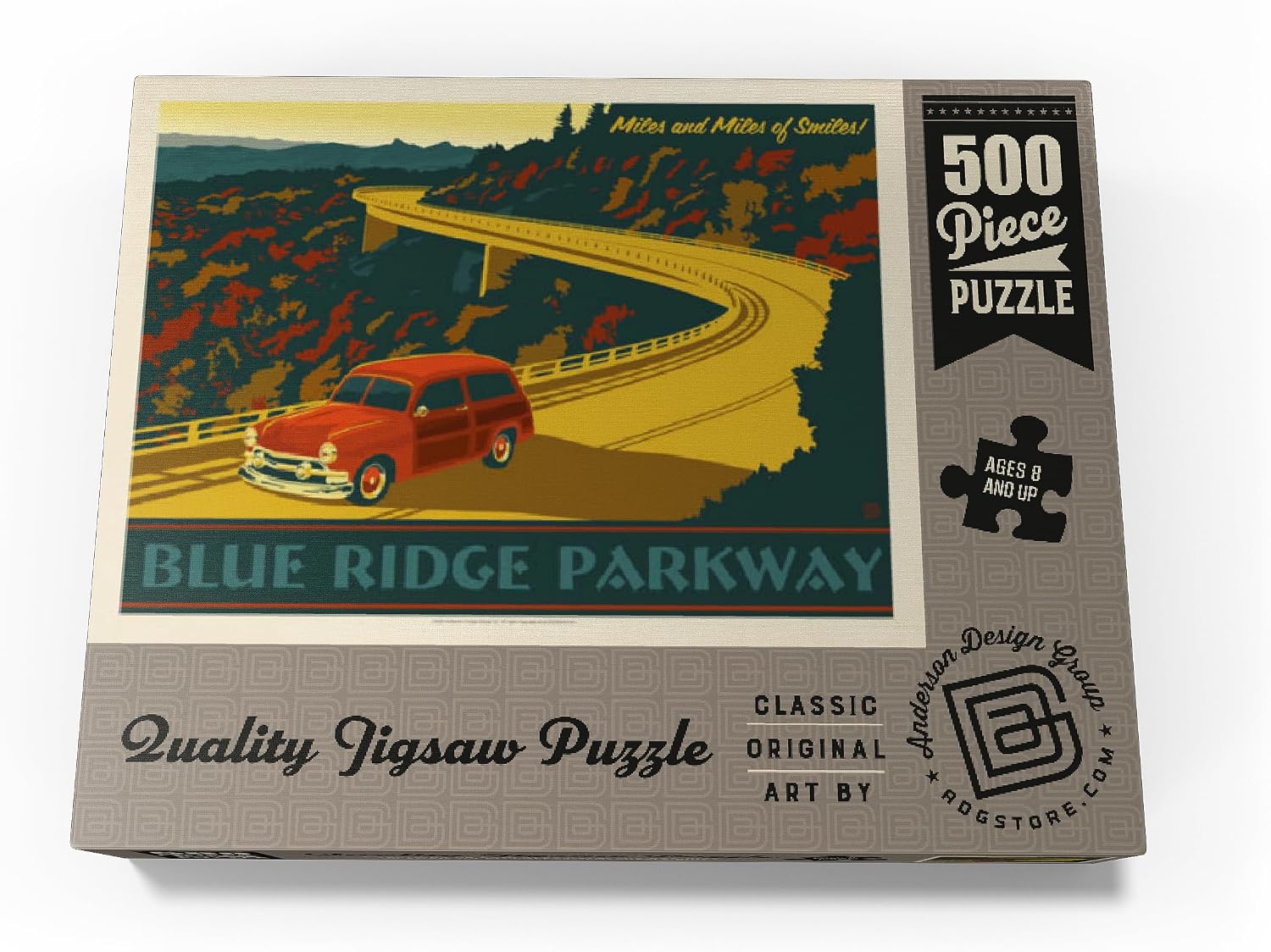 MyPuzzle Blue Ridge Parkway, Vintage Poster - Premium 500 Piece Jigsaw Puzzle for Adults